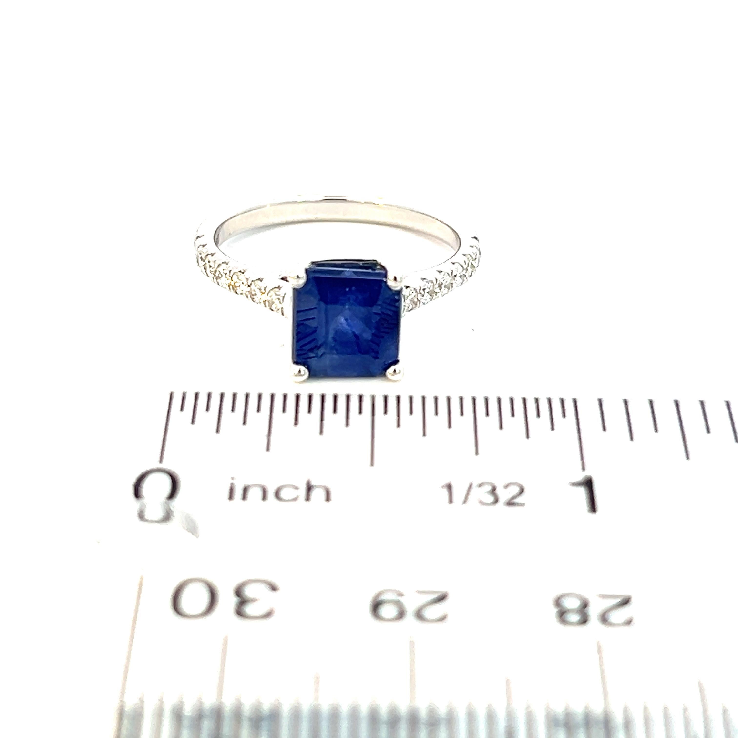 Natural Sapphire Diamond Ring 6.25 14k W Gold 3.18 TCW Certified For Sale 13