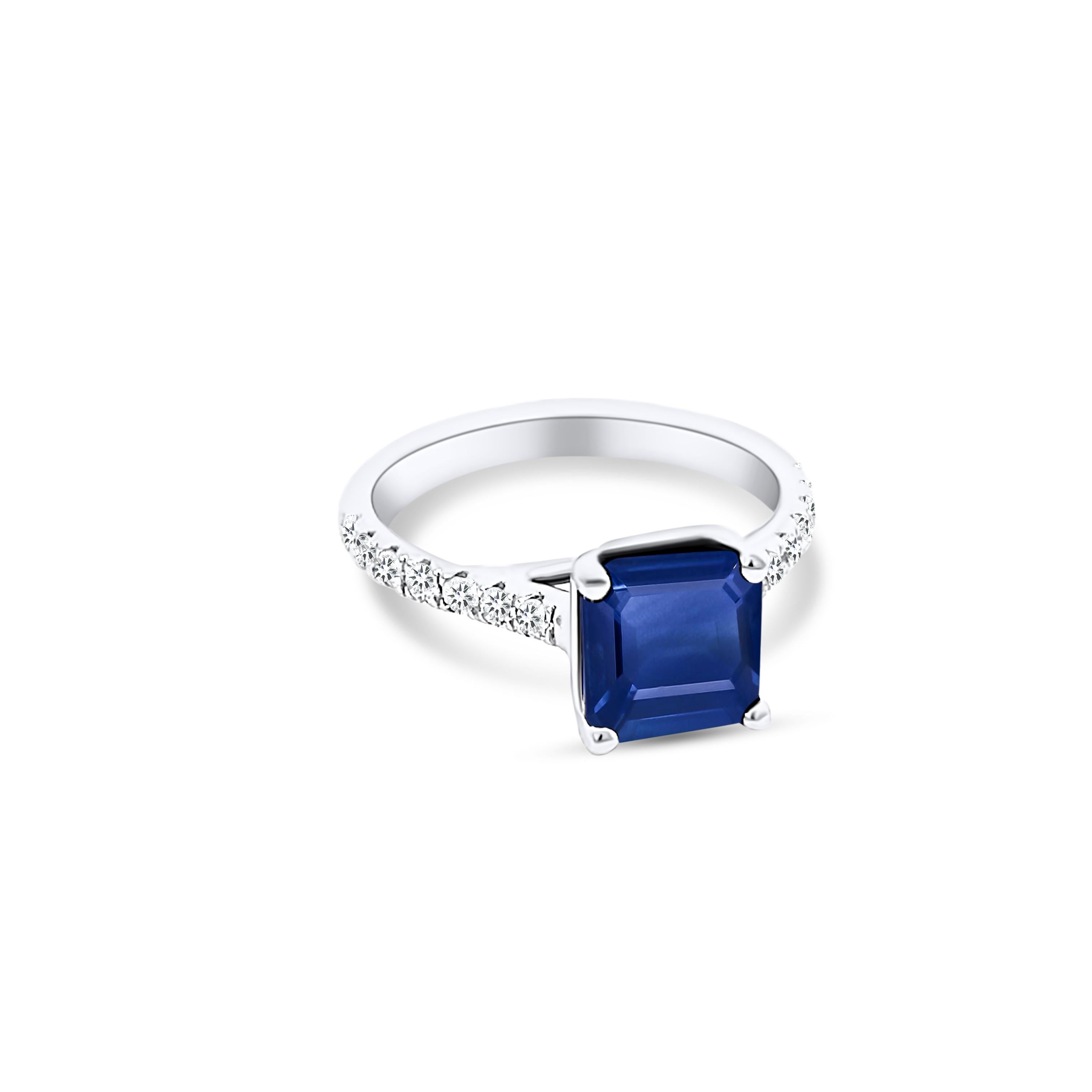 Natural Sapphire Diamond Ring 6.25 14k W Gold 3.18 TCW Certified For Sale 2