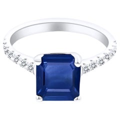 Natural Sapphire Diamond Ring 6.25 14k W Gold 3.18 TCW Certified