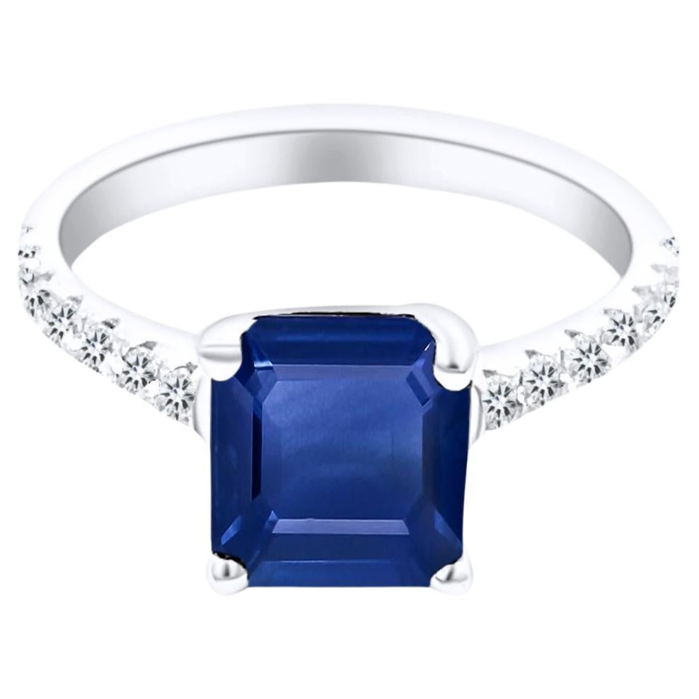 Zafiro Natural Anillo de Diamantes 6.25 Oro de 14k W 3.18 TCW Certificado