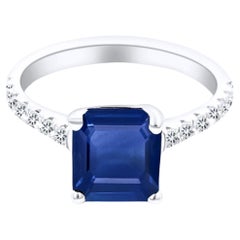 Zafiro Natural Anillo de Diamantes 6.25 Oro de 14k W 3.18 TCW Certificado