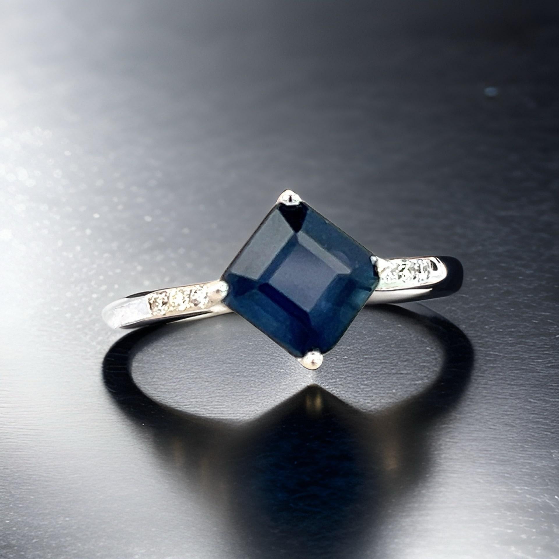 Natural Sapphire Diamond Ring 6.25 14k WG 2.24 TCW Certified For Sale 12