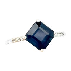 Natural Sapphire Diamond Ring 6.25 14k WG 2.24 TCW Certified