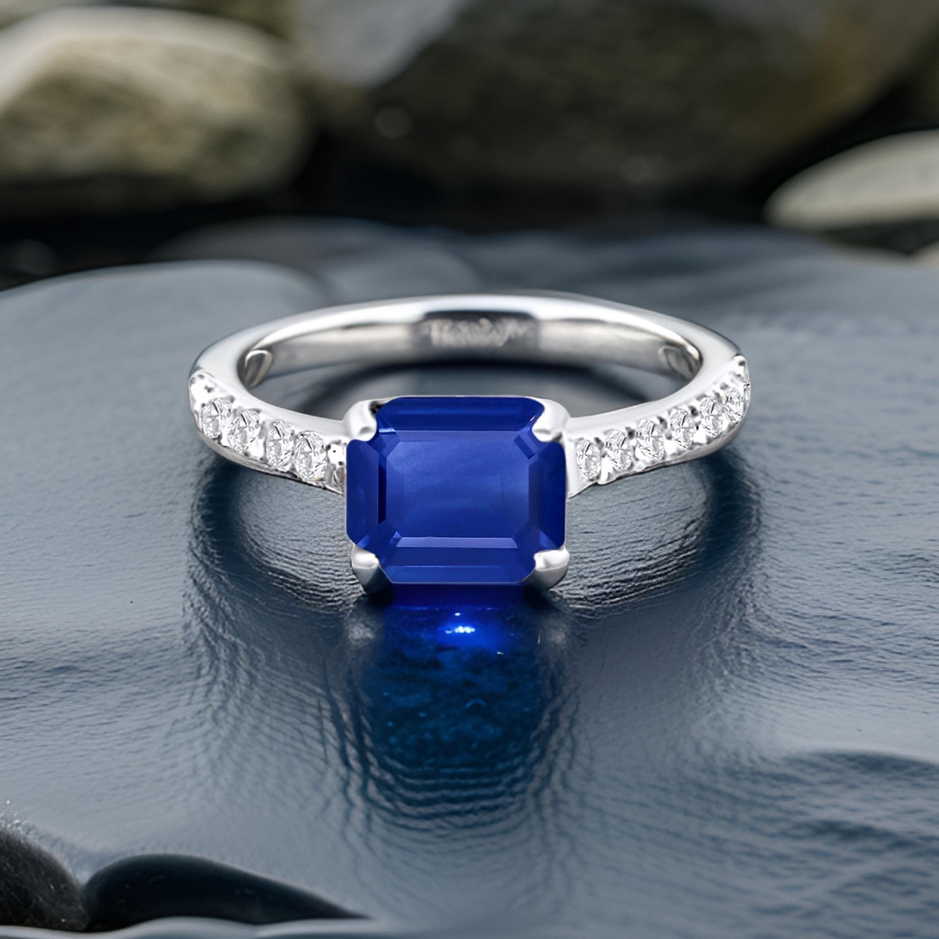 Bague saphir naturel diamant 6,5 or 14k W 1,99 TCW certifié en vente 5