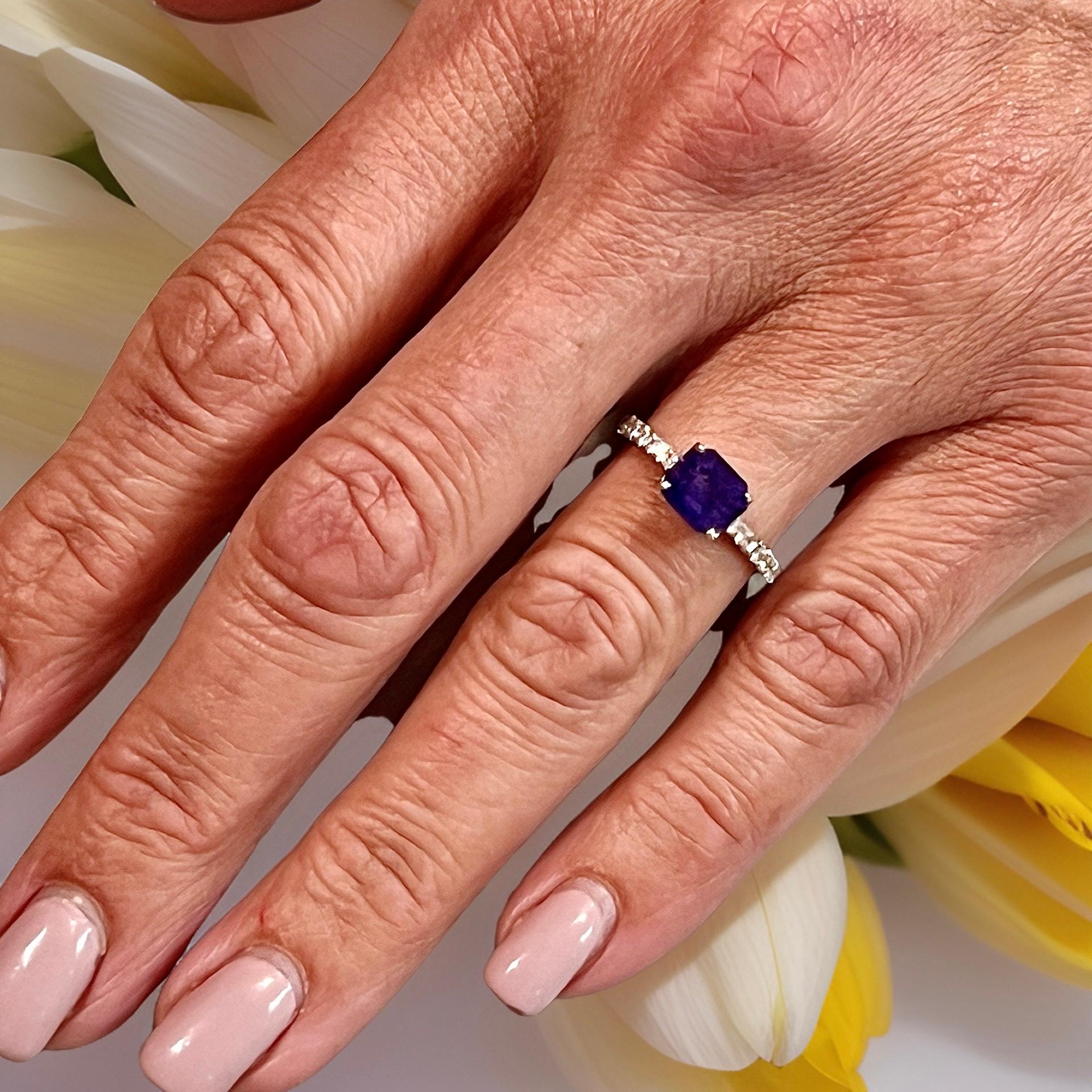 Bague saphir naturel diamant 6,5 or 14k W 1,99 TCW certifié en vente 6
