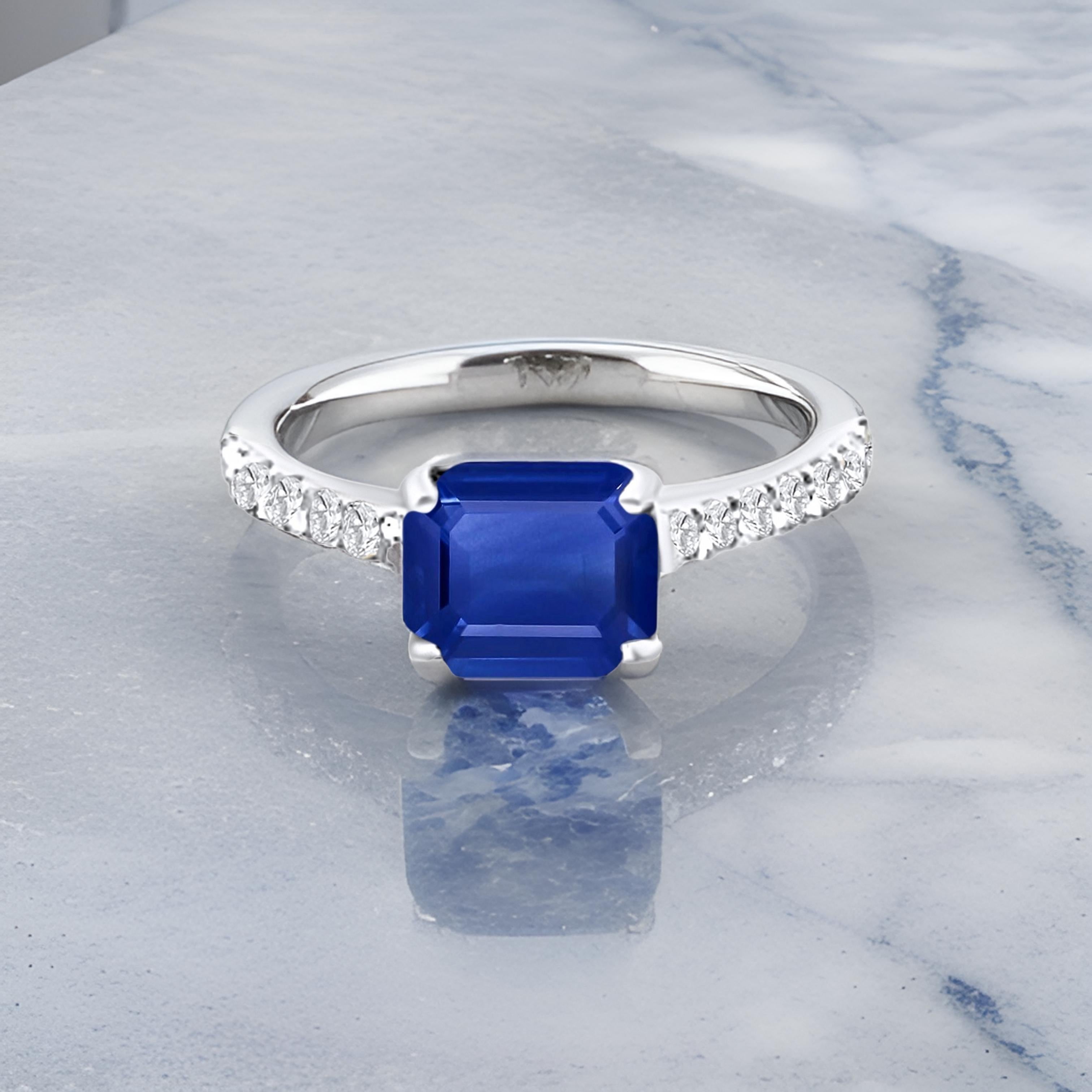 Bague saphir naturel diamant 6,5 or 14k W 1,99 TCW certifié en vente 9