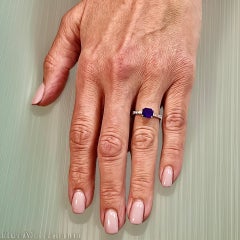 Natürlicher Saphir-Diamantring 6,5 14k W Gold 1,99 TCW zertifiziert