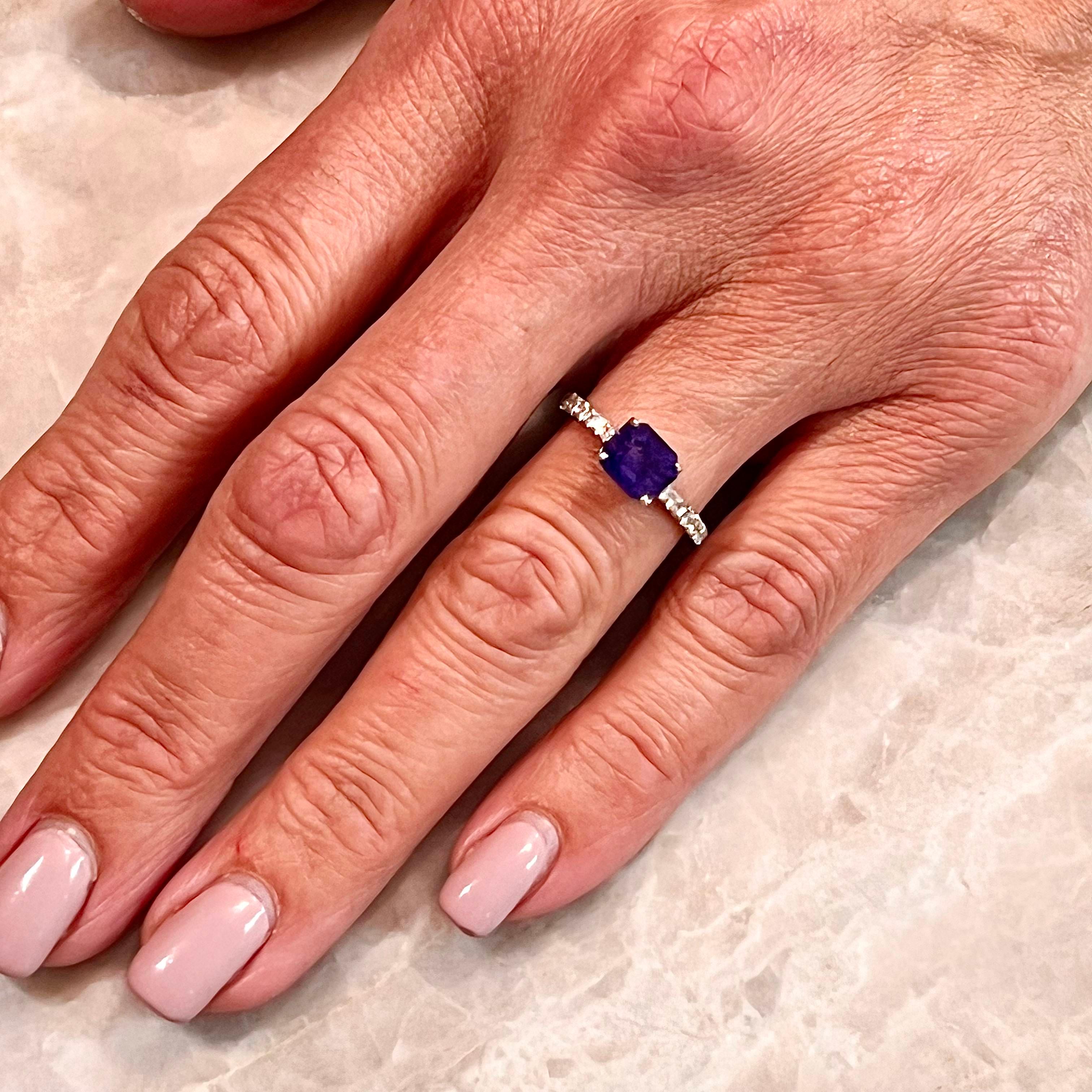 Bague saphir naturel diamant 6,5 or 14k W 1,99 TCW certifié Neuf - En vente à Brooklyn, NY