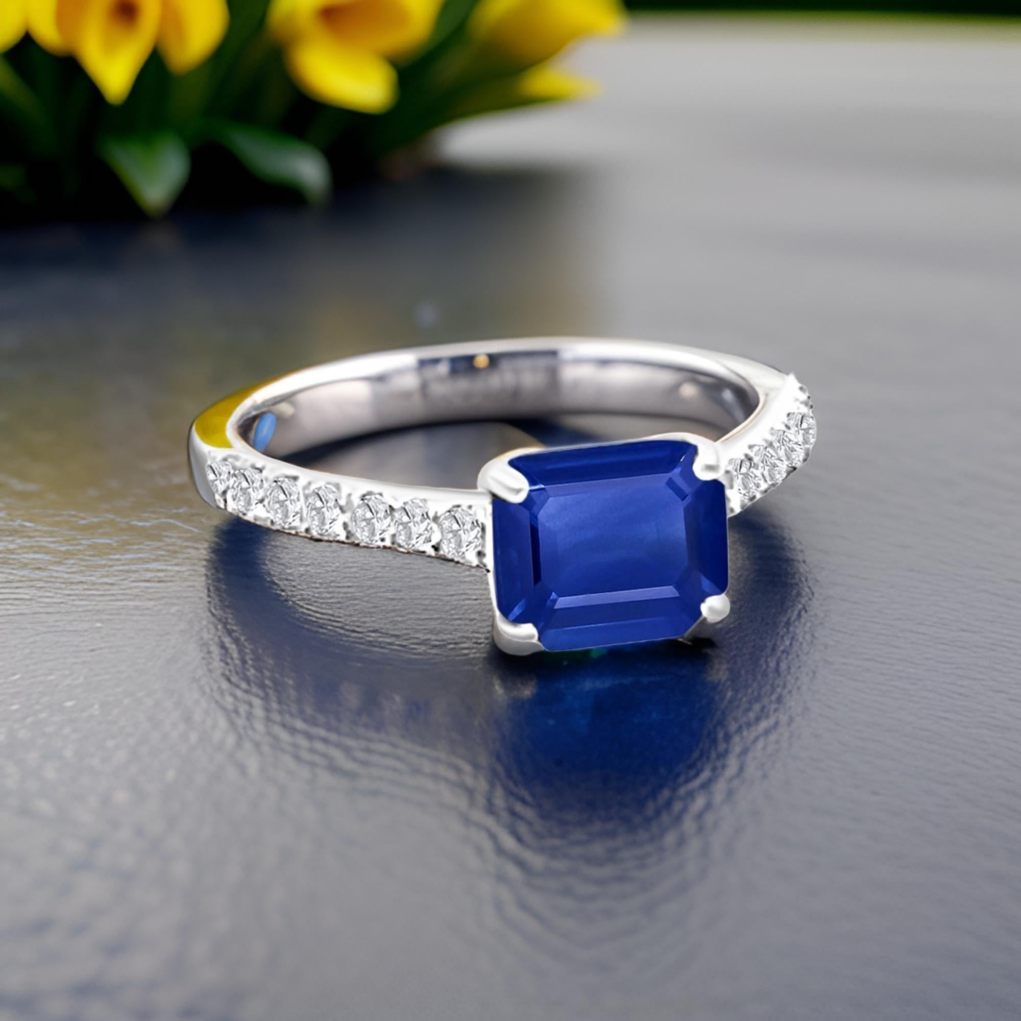 Bague saphir naturel diamant 6,5 or 14k W 1,99 TCW certifié en vente 2