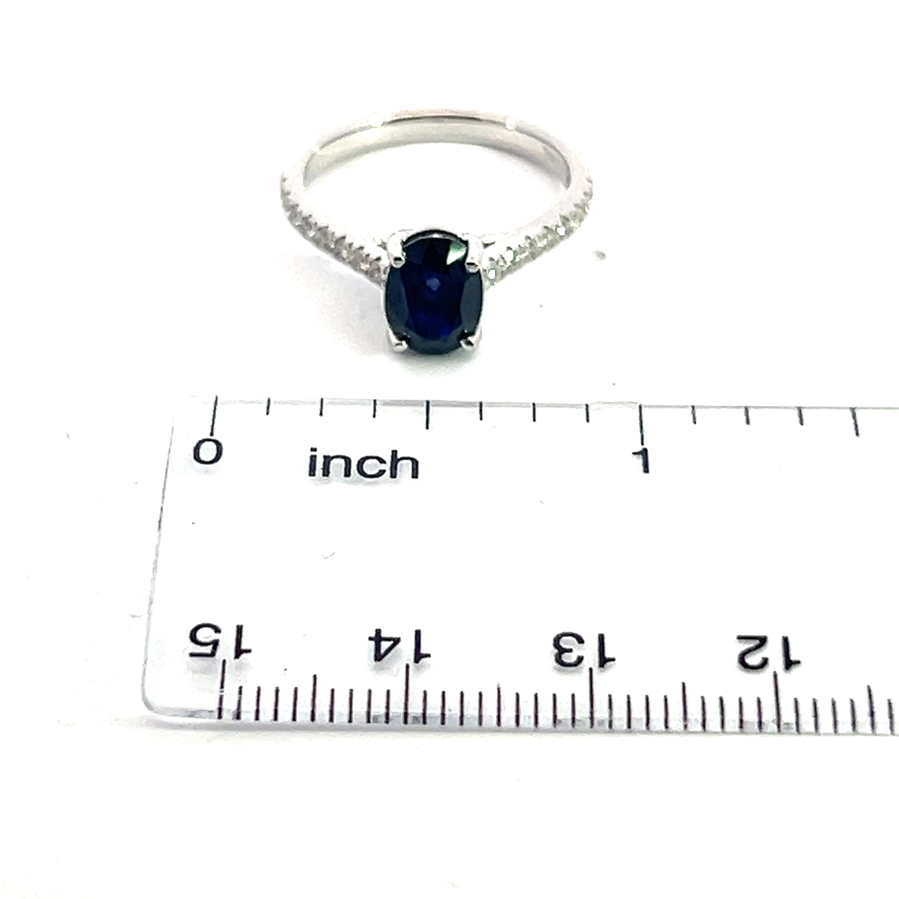 Natural Sapphire Diamond Ring 6.5 14k W Gold 2.35 TCW Certified For Sale 7