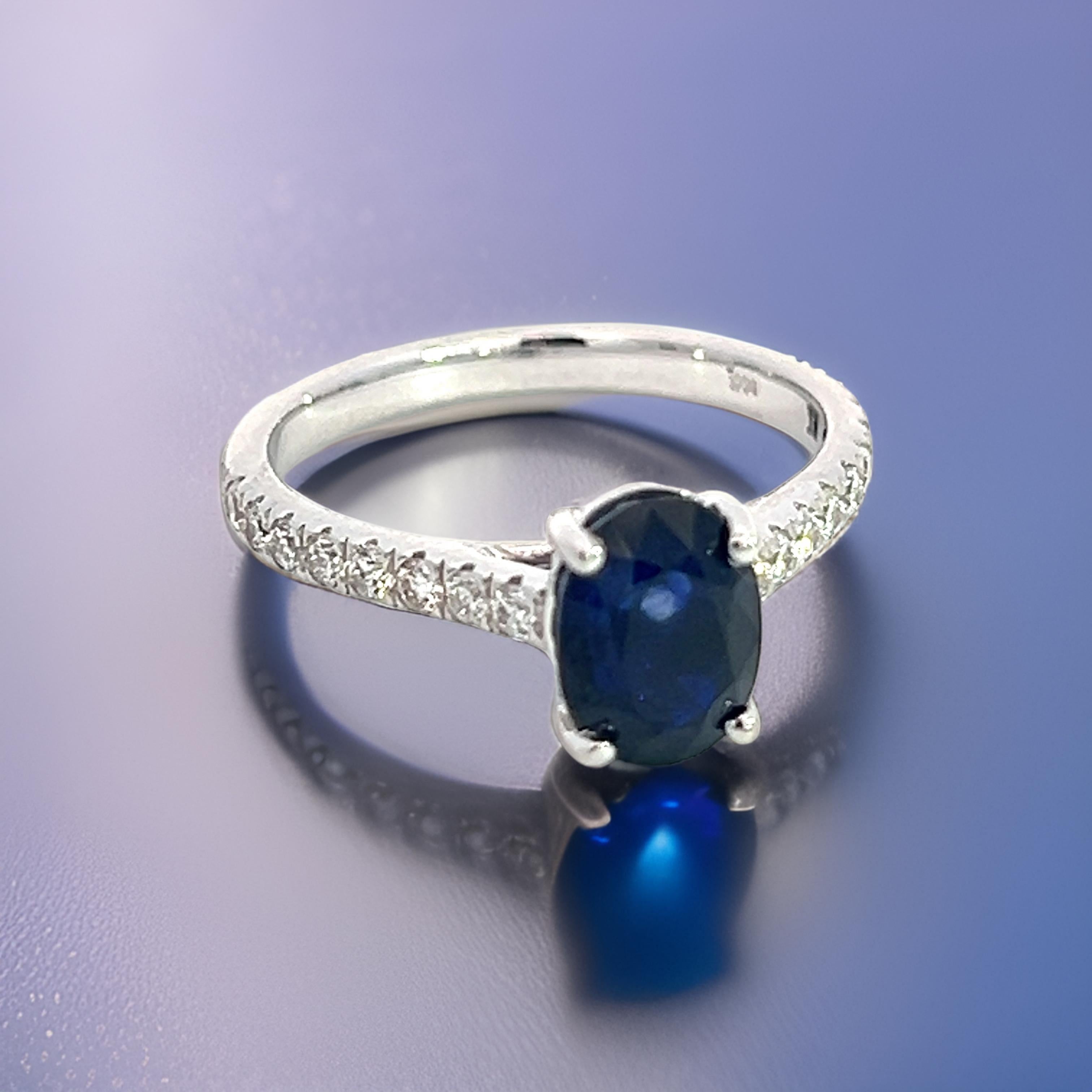 Women's Natural Sapphire Diamond Ring 6.5 14k W Gold 2.35 TCW Certified For Sale