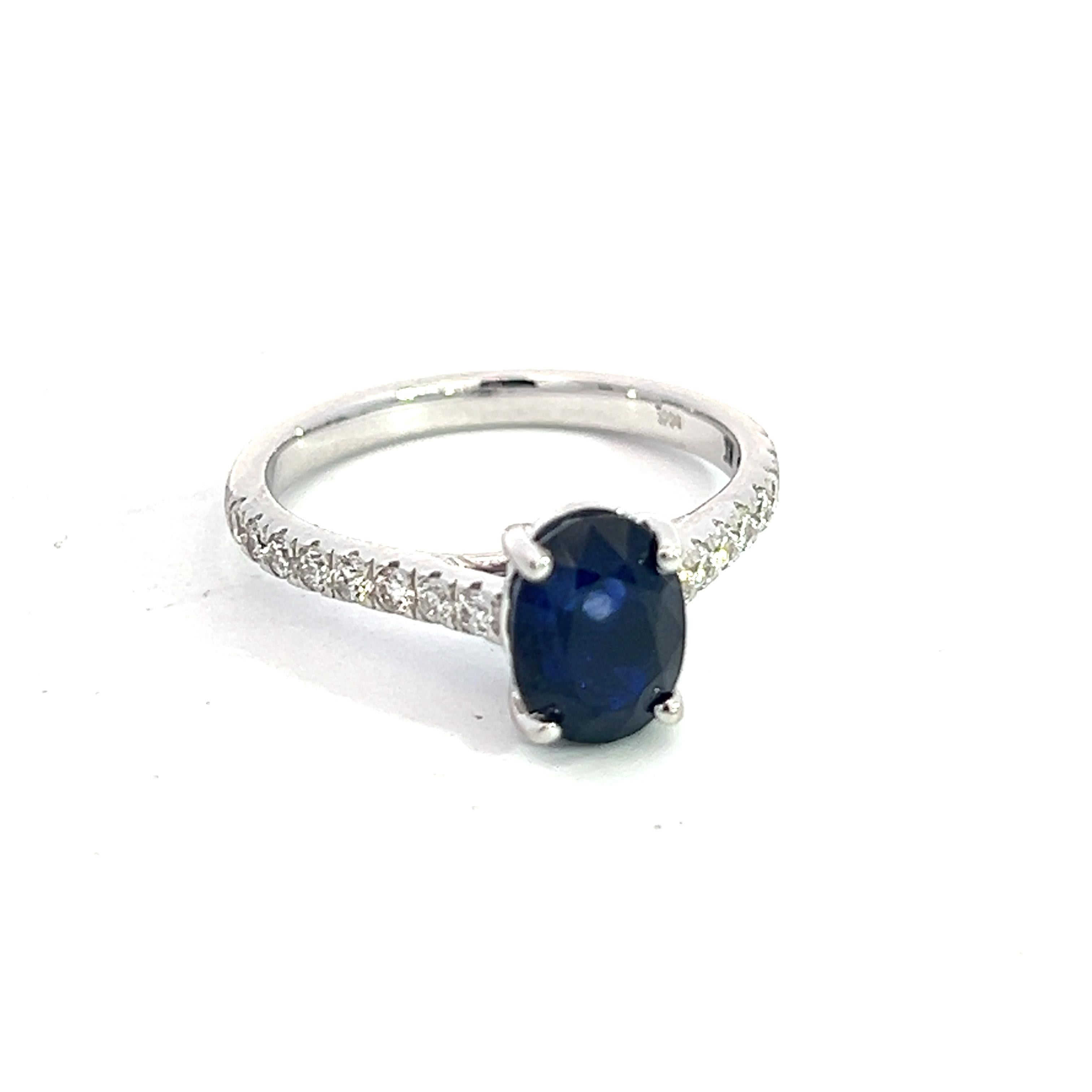 Natural Sapphire Diamond Ring 6.5 14k W Gold 2.35 TCW Certified For Sale 4