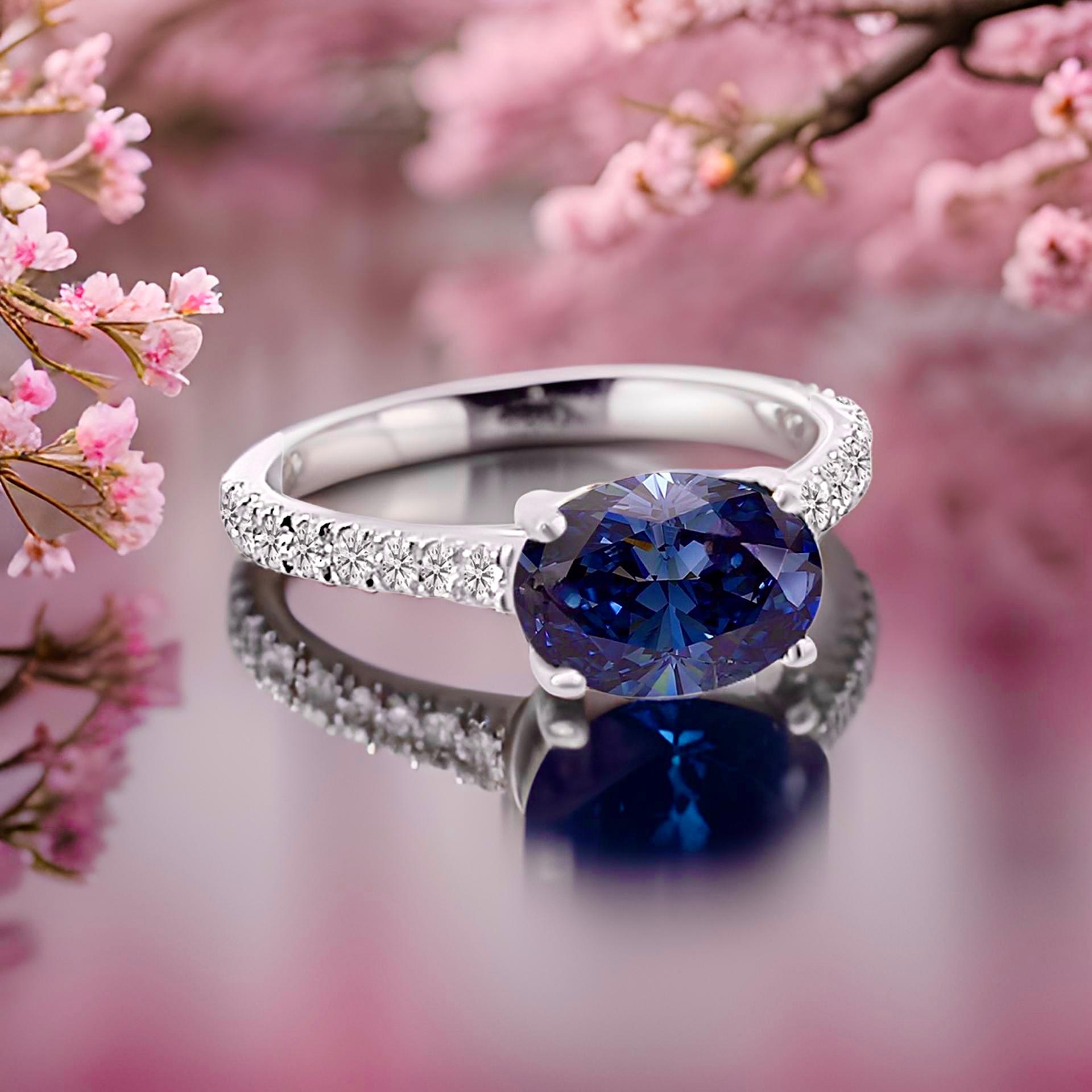 Natural Sapphire Diamond Ring 6.5 14k W Gold 3.15 TCW Certified For Sale 5
