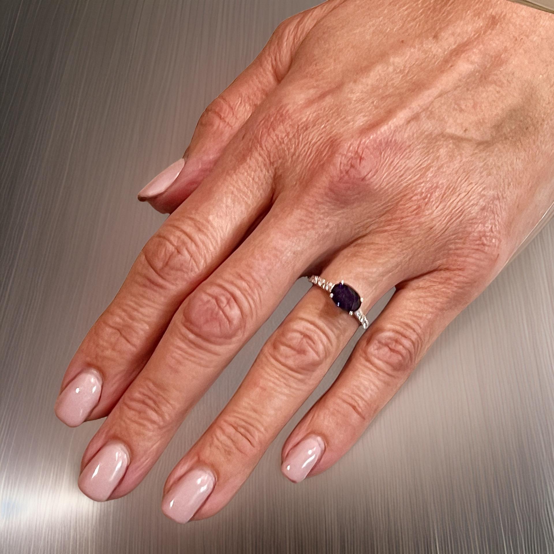 Natural Sapphire Diamond Ring 6.5 14k W Gold 3.15 TCW Certified For Sale 6