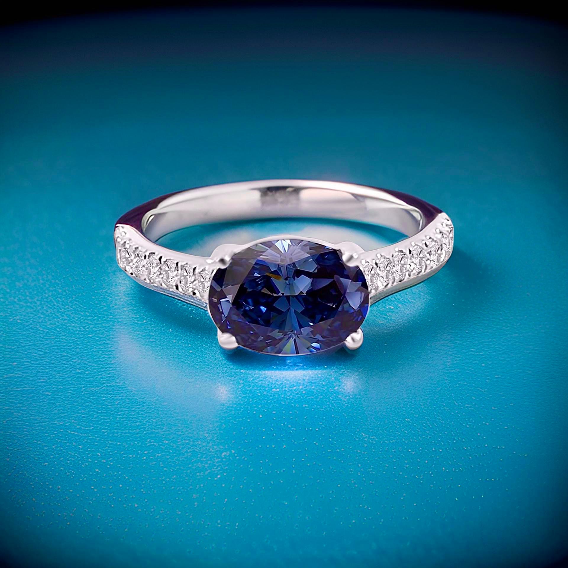 Natural Sapphire Diamond Ring 6.5 14k W Gold 3.15 TCW Certified For Sale 7