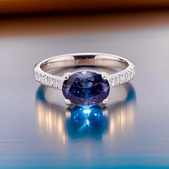 Natural Sapphire Diamond Ring 6.5 14k W Gold 3.15 TCW Certified