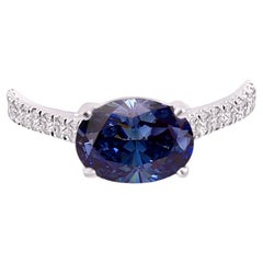 Natural Sapphire Diamond Ring 6.5 14k W Gold 3.15 TCW Certified