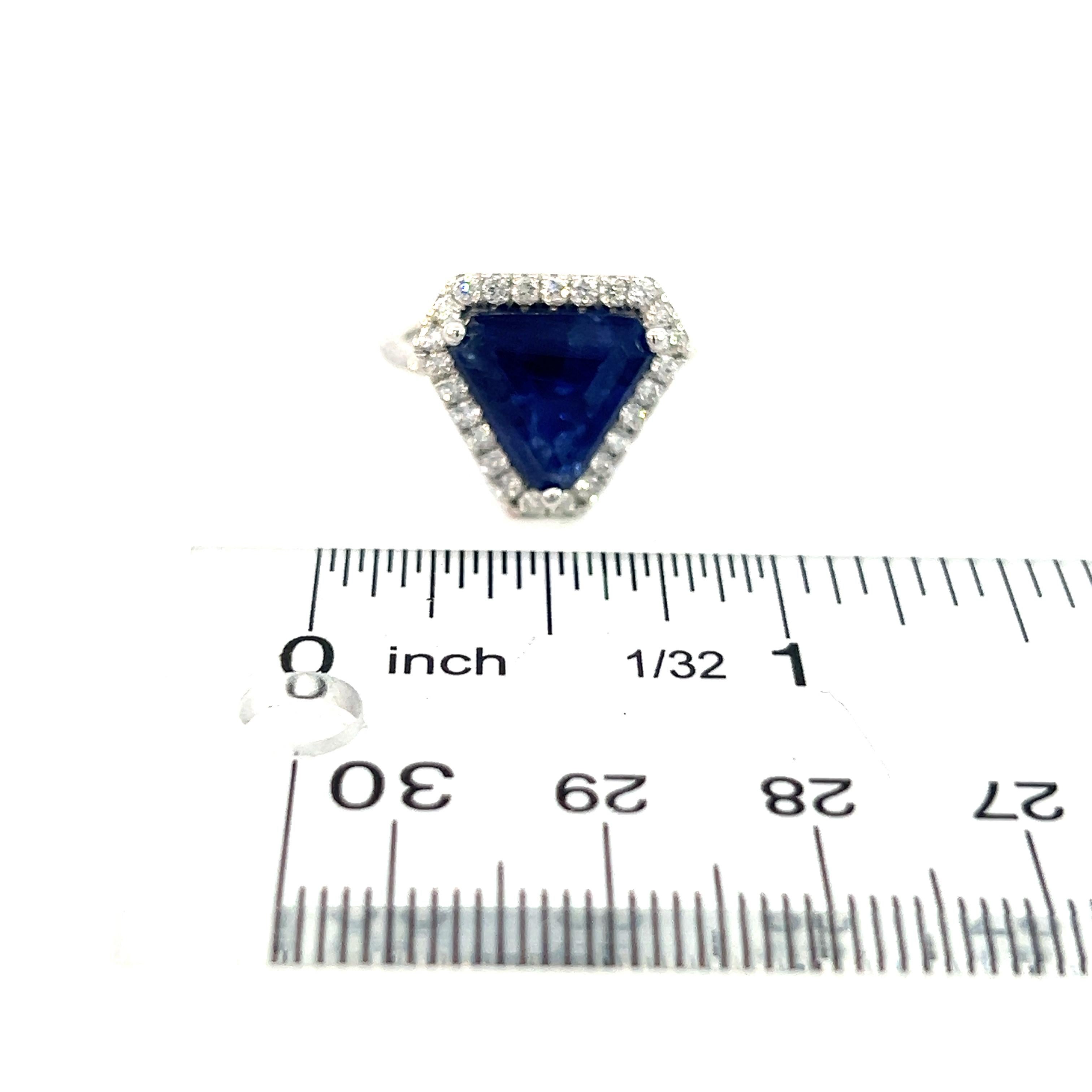 Natural Sapphire Diamond Ring 6.5 14k W Gold 5.84 TCW Certified For Sale 6