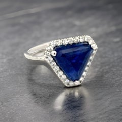 Natural Sapphire Diamond Ring 6.5 14k W Gold 5.84 TCW Certified