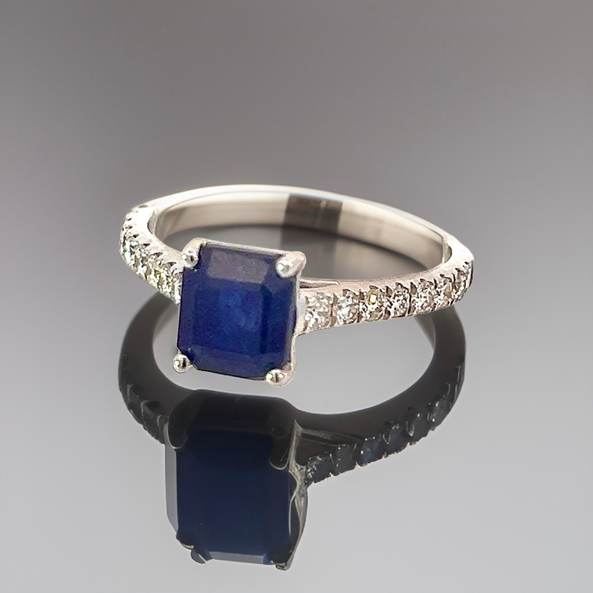 Natural Sapphire Diamond Ring 6.5 14k White Gold 2.17 TCW Certified 8