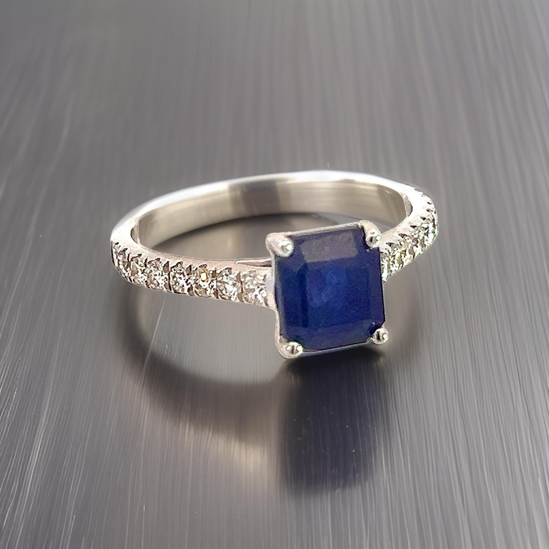 Women's Natural Sapphire Diamond Ring 6.5 14k White Gold 2.17 TCW Certified