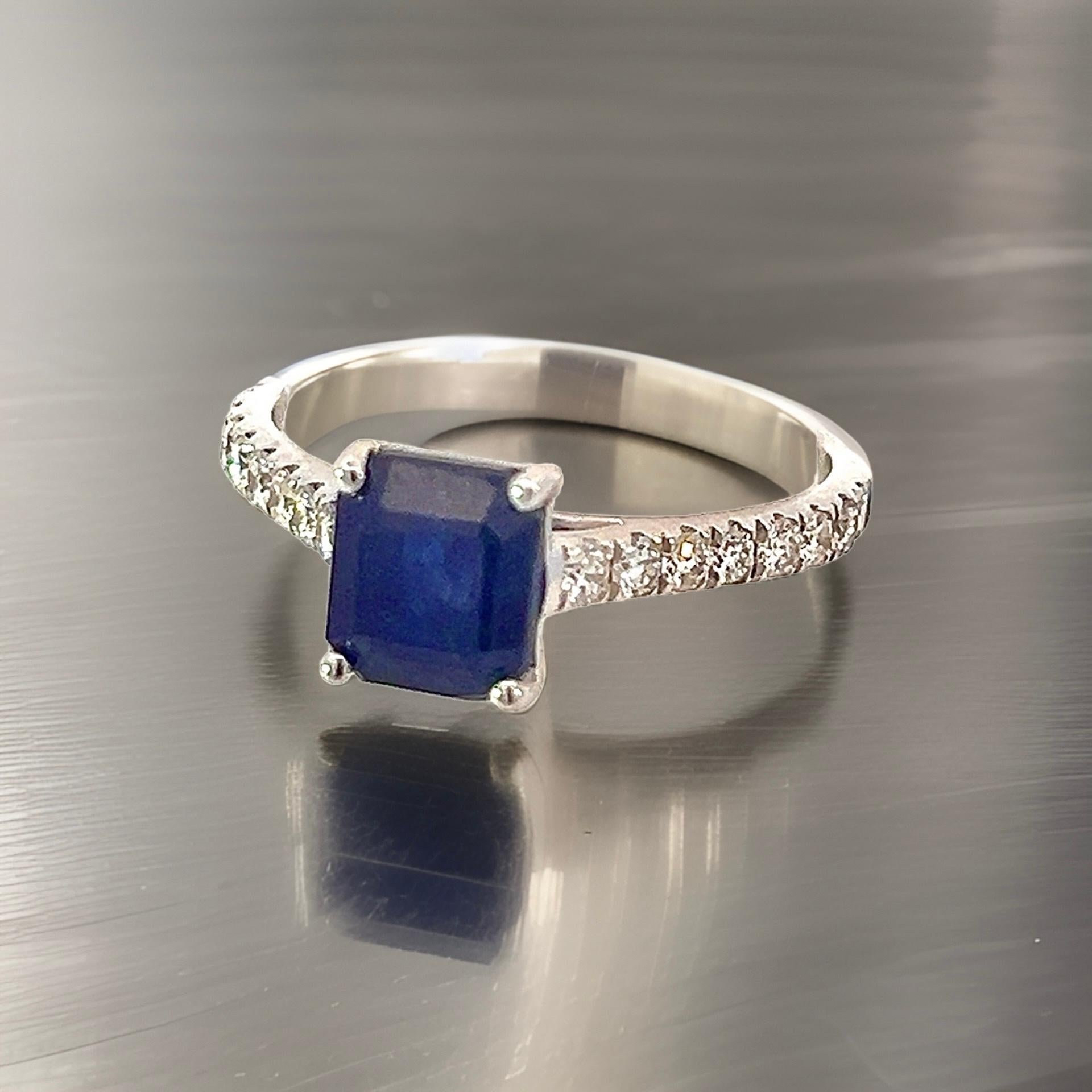 Natural Sapphire Diamond Ring 6.5 14k White Gold 2.17 TCW Certified 3
