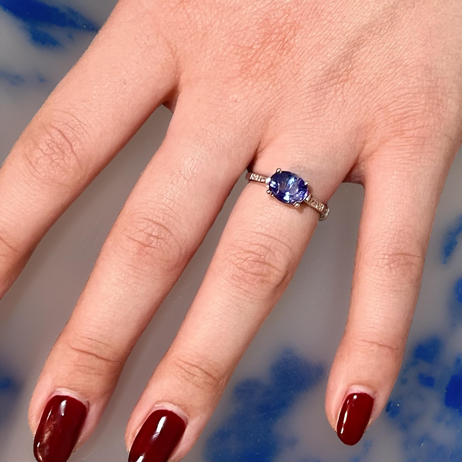 Ring mit natürlichem Saphir 6,5 14k Weißgold 2,36 TCW zertifiziert im Angebot 5