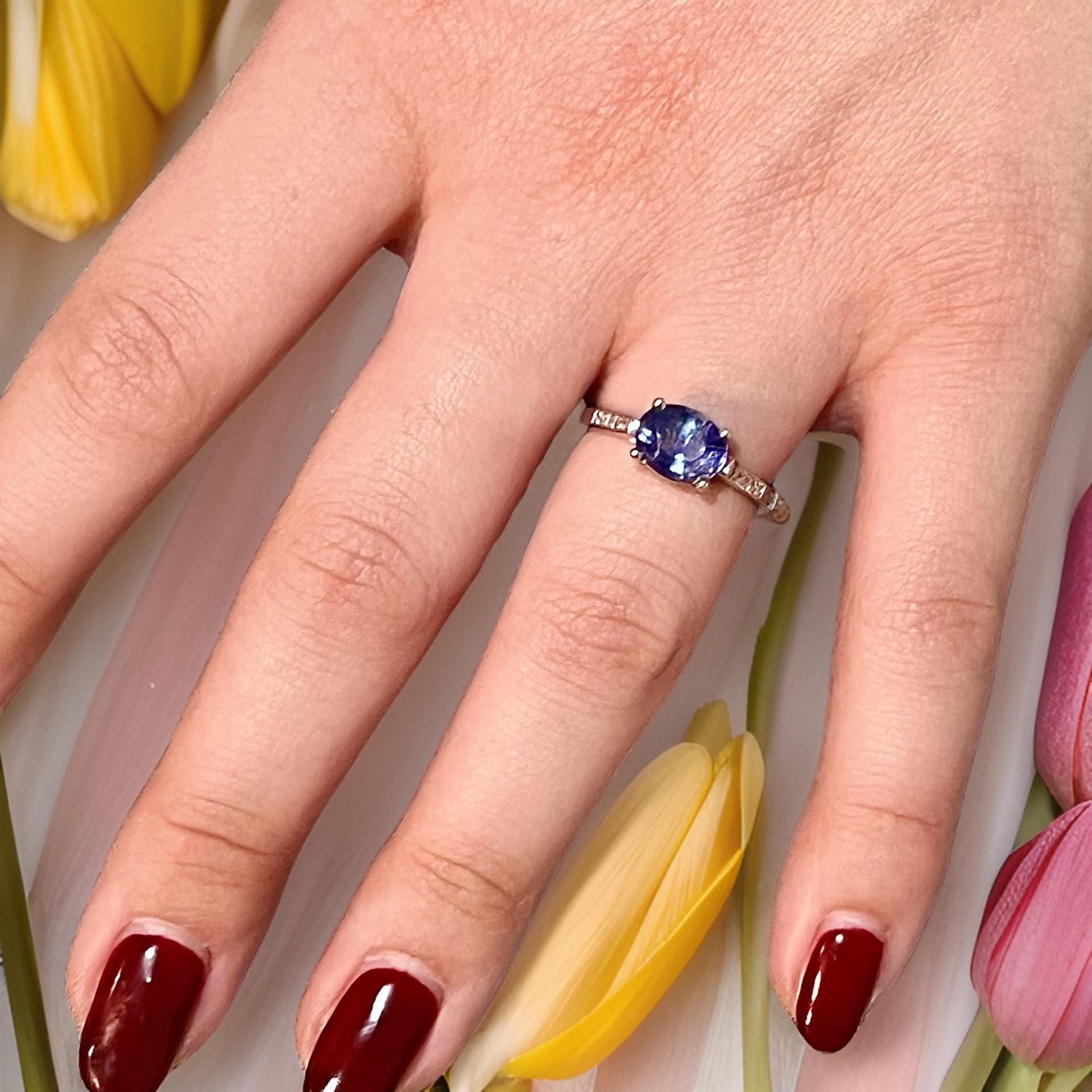 Ring mit natürlichem Saphir 6,5 14k Weißgold 2,36 TCW zertifiziert im Angebot 7