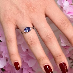 Anello con zaffiro naturale e diamante 6,5 in oro bianco 14k 2,36 TCW certificato