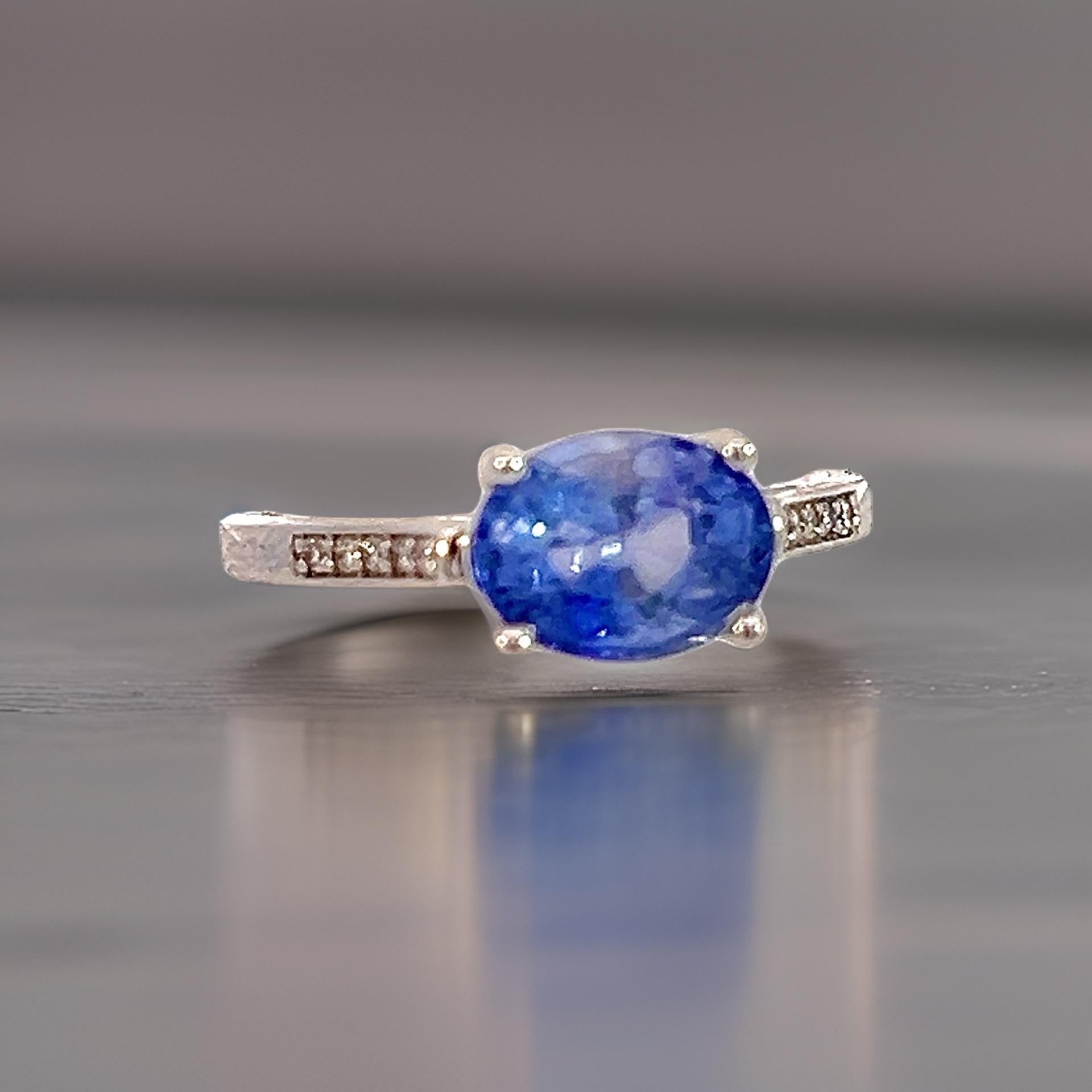 Ring mit natürlichem Saphir 6,5 14k Weißgold 2,36 TCW zertifiziert (Ovalschliff) im Angebot
