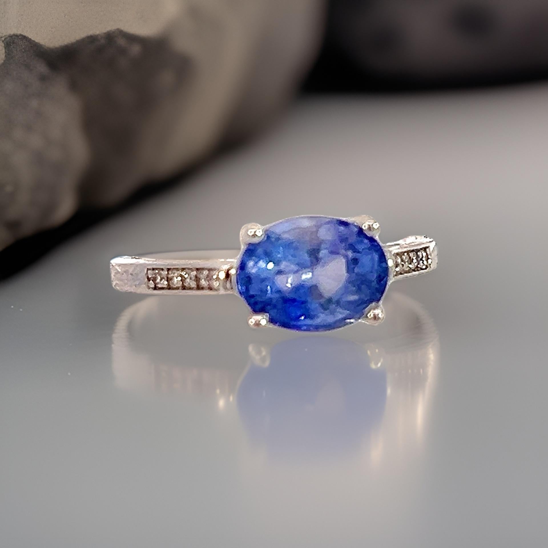 Ring mit natürlichem Saphir 6,5 14k Weißgold 2,36 TCW zertifiziert im Angebot 2