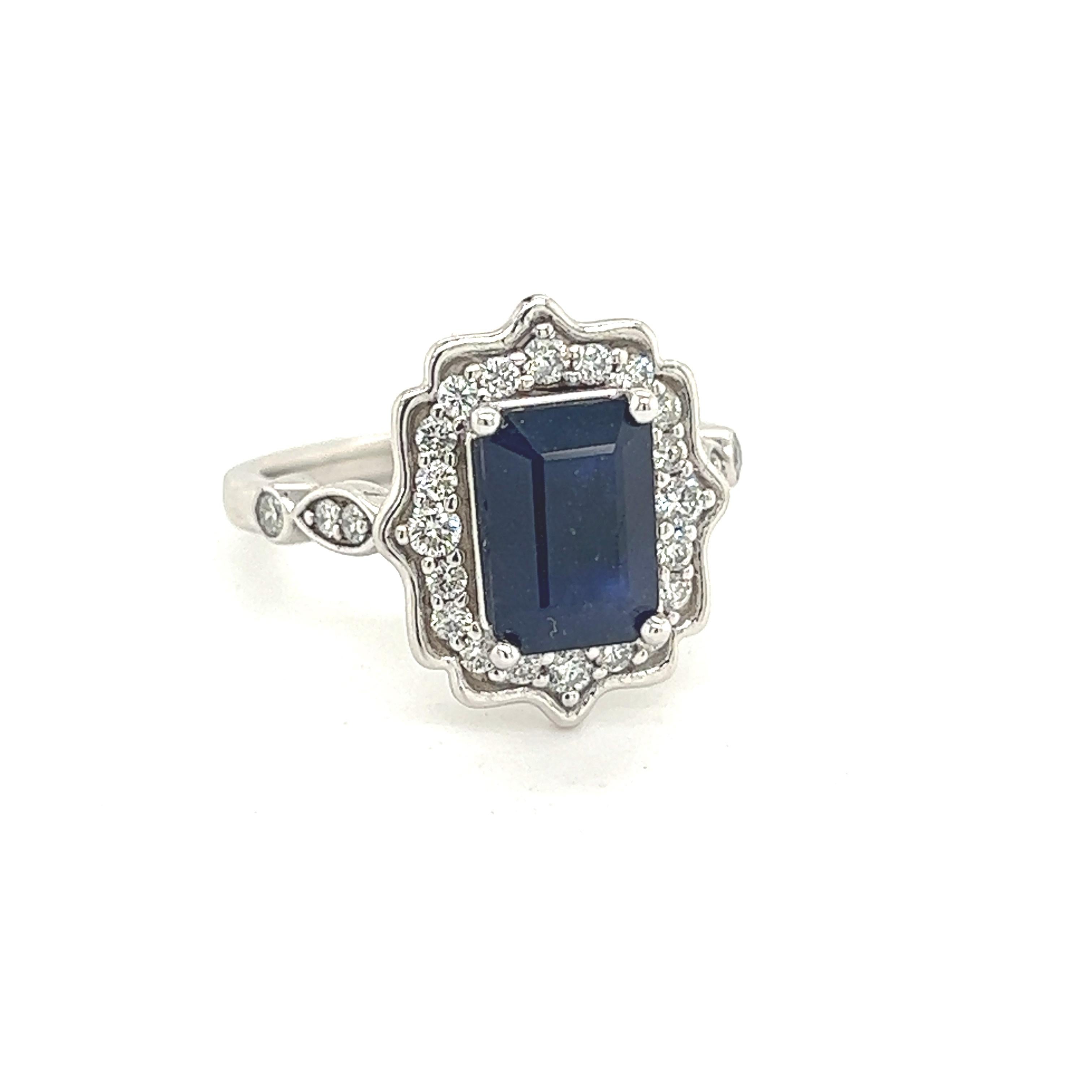Natural Sapphire Diamond Ring 6.5 14k White Gold 3.51 TCW Certified For Sale 5