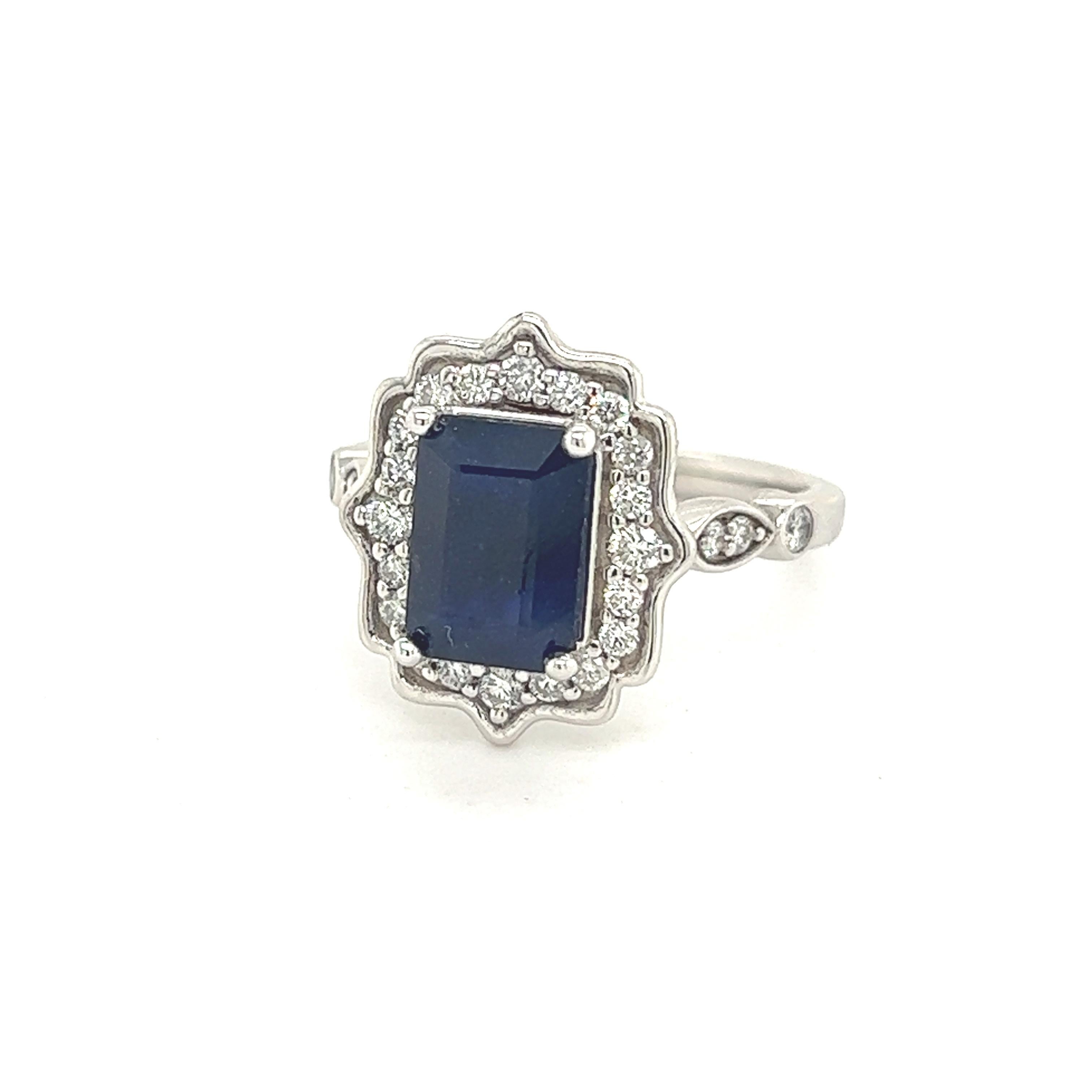 Natural Sapphire Diamond Ring 6.5 14k White Gold 3.51 TCW Certified For Sale 2