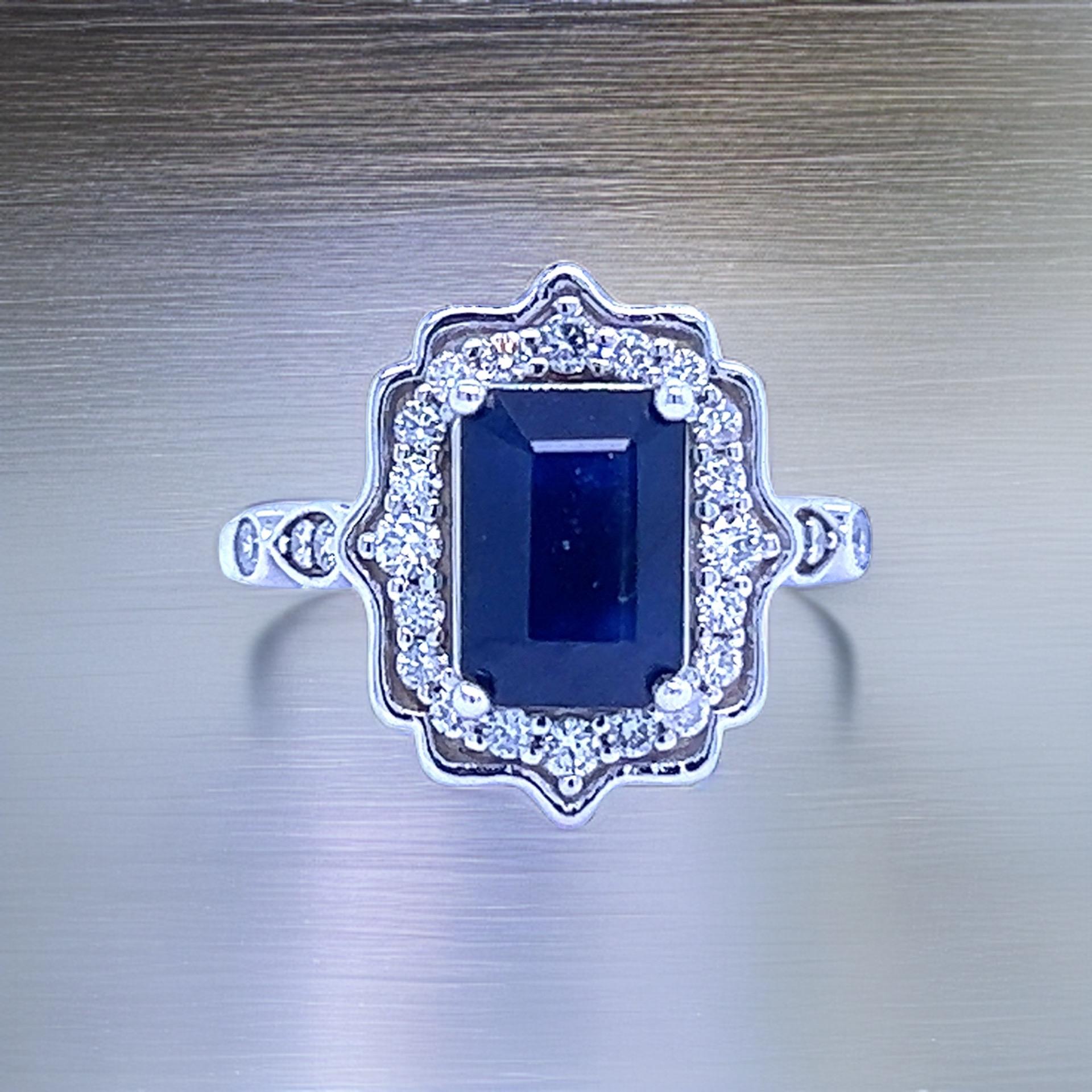 Natural Sapphire Diamond Ring 6.5 14k White Gold 3.51 TCW Certified For Sale 4