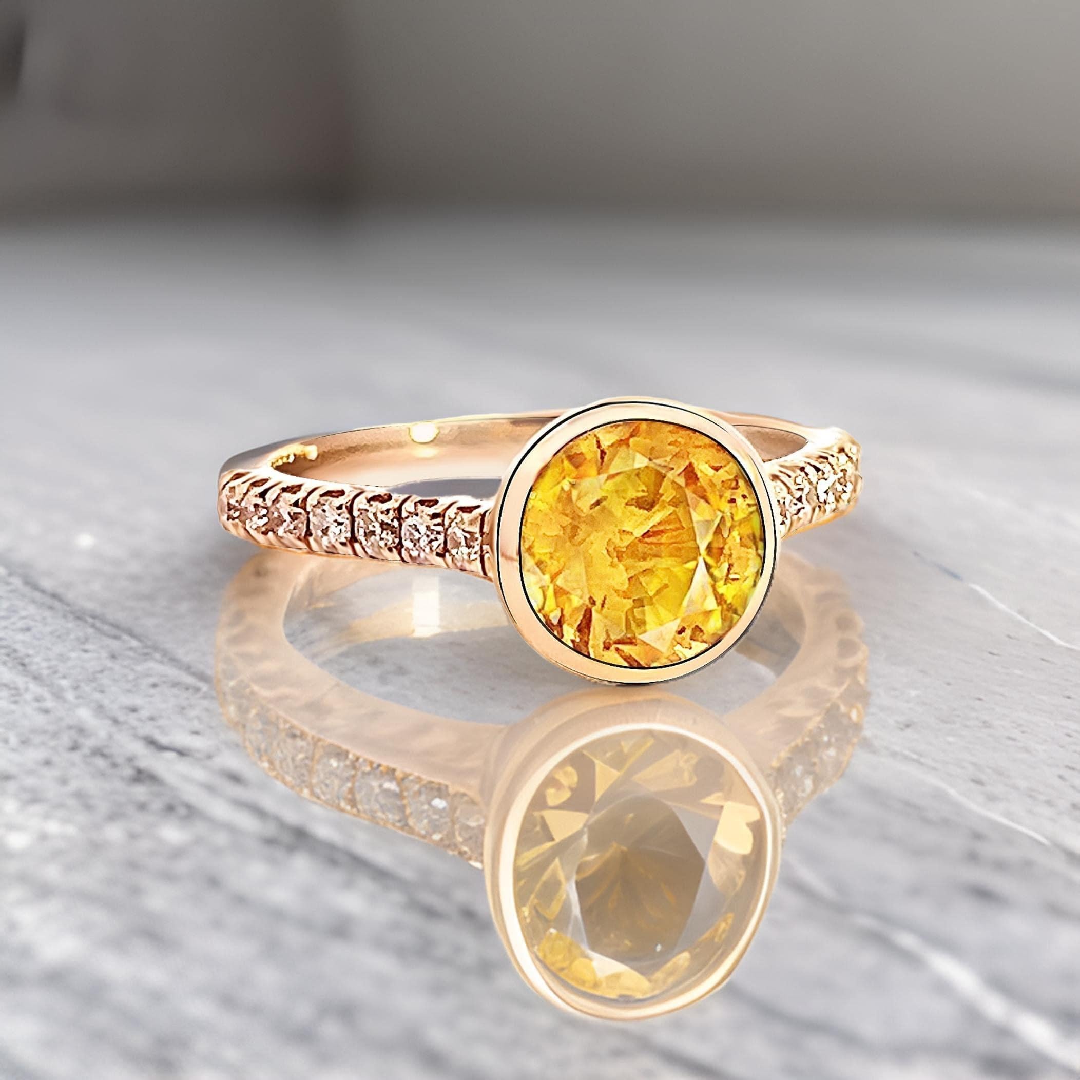 Natural Sapphire Diamond Ring 6.5 14k Y Gold 2.28 TCW Certified In New Condition For Sale In Brooklyn, NY