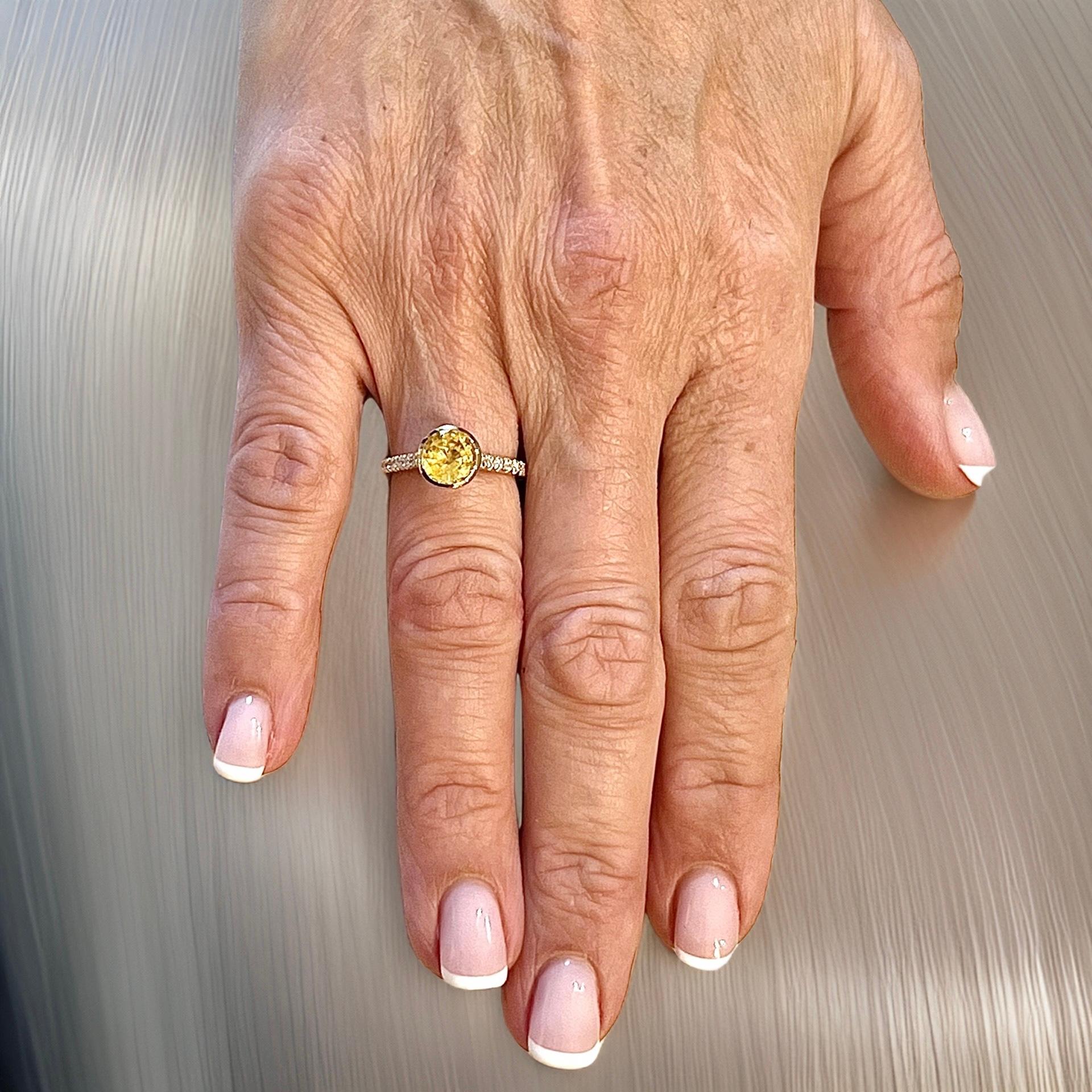 Women's Natural Sapphire Diamond Ring 6.5 14k Y Gold 2.28 TCW Certified For Sale