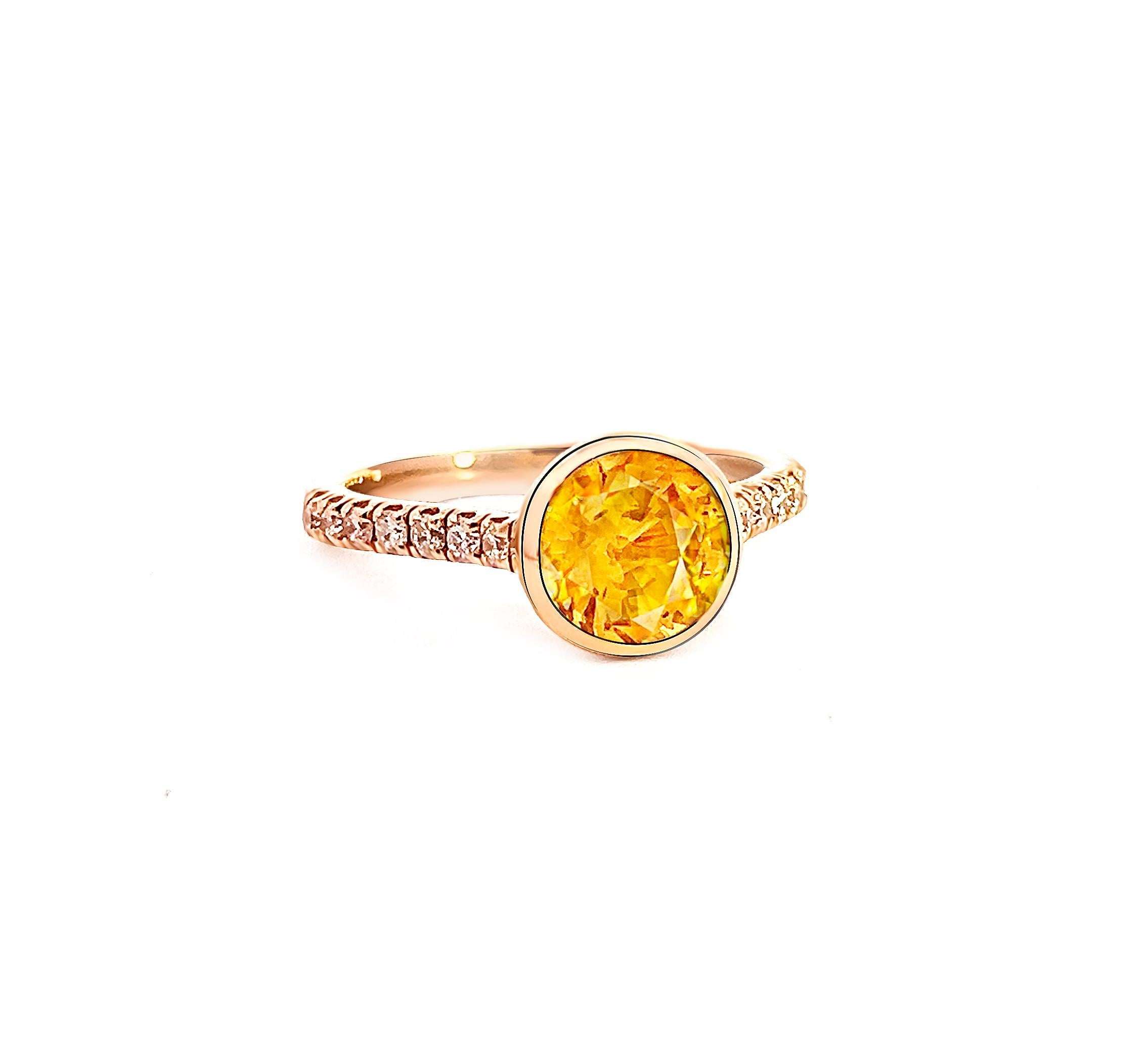 Natural Sapphire Diamond Ring 6.5 14k Y Gold 2.28 TCW Certified For Sale 2