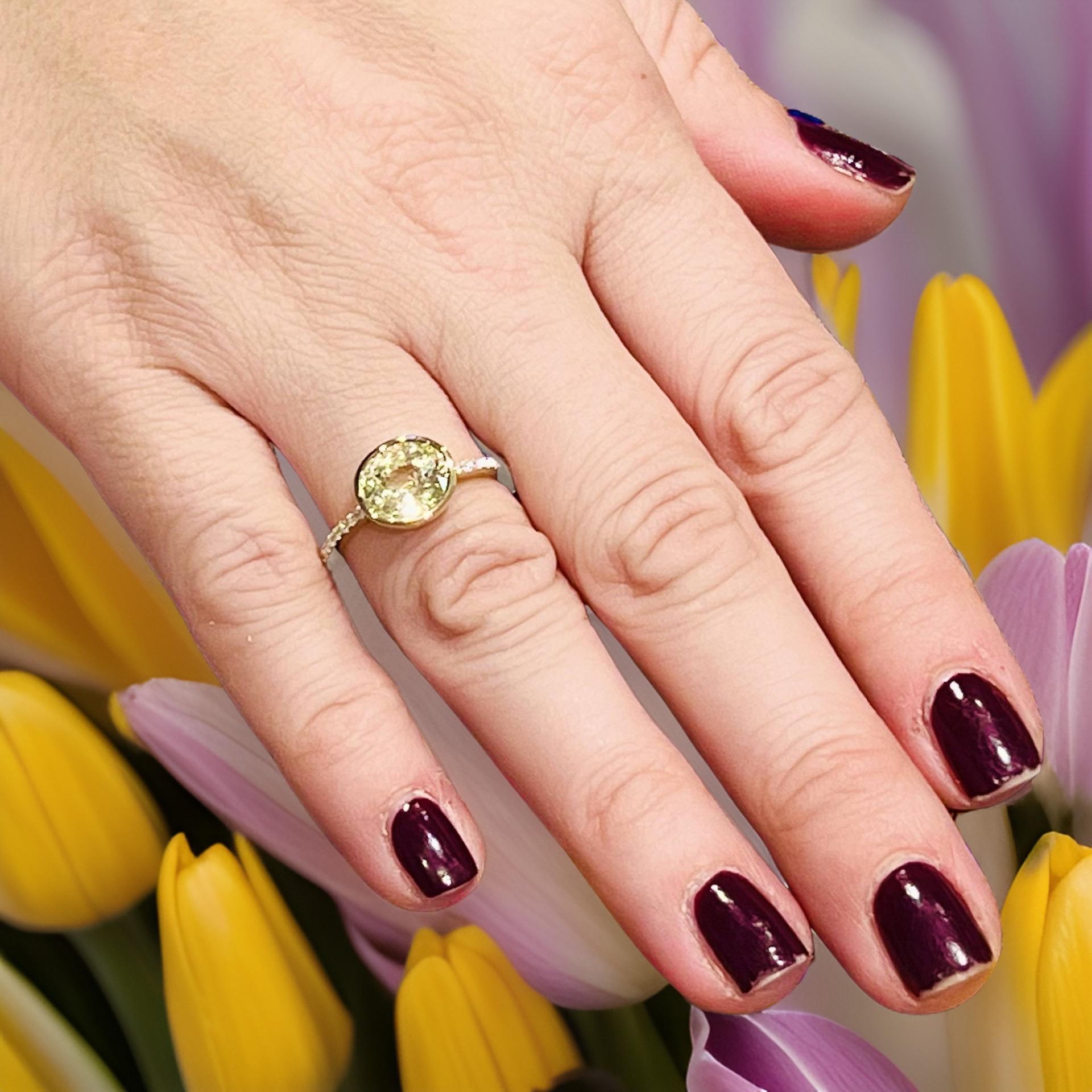 Natürlicher Saphir-Diamantring 6,5 14k Y Gold 3,22 TCW zertifiziert Damen