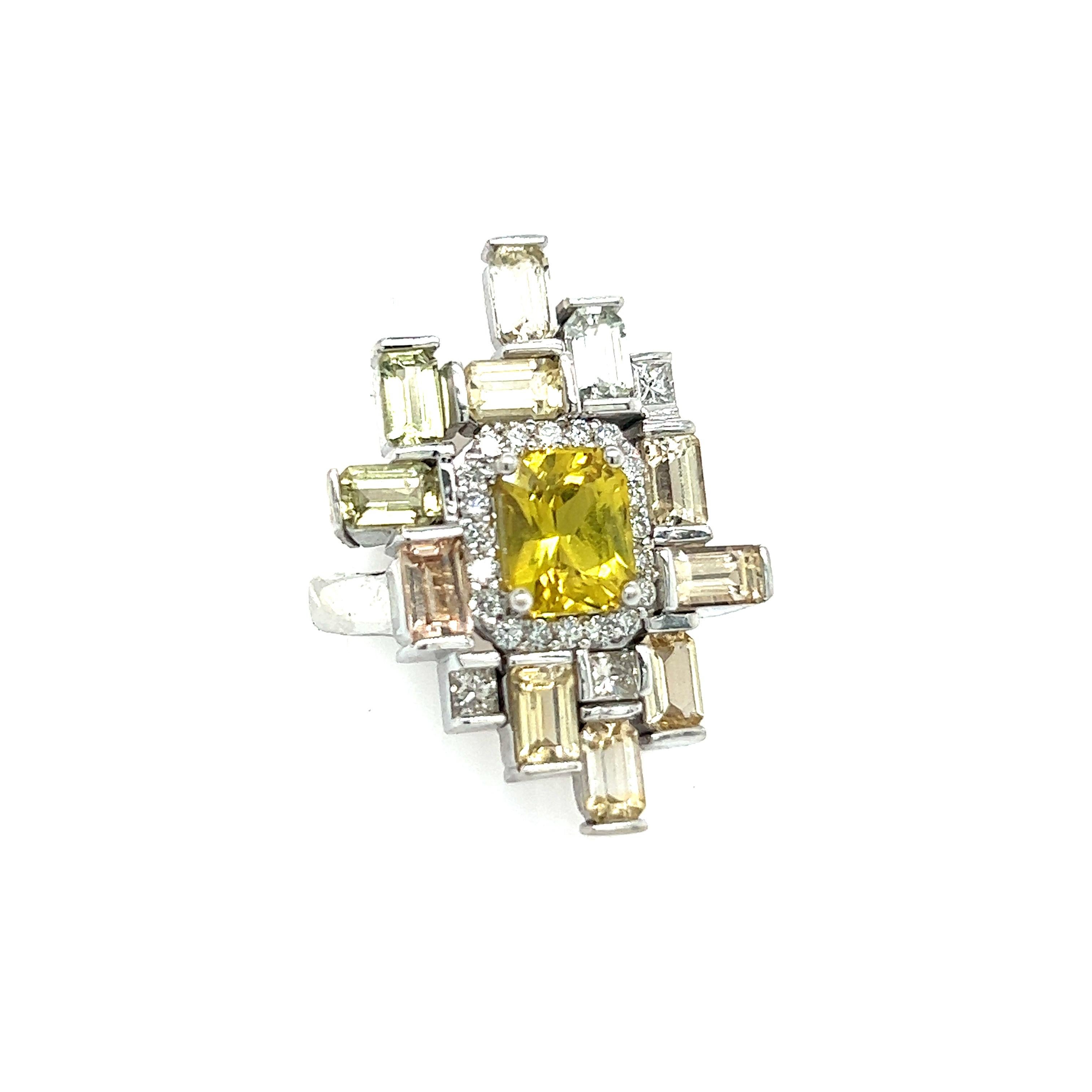 Natural Sapphire Diamond Ring 6.75 14k W Gold 13.3 TCW Certified For Sale 5