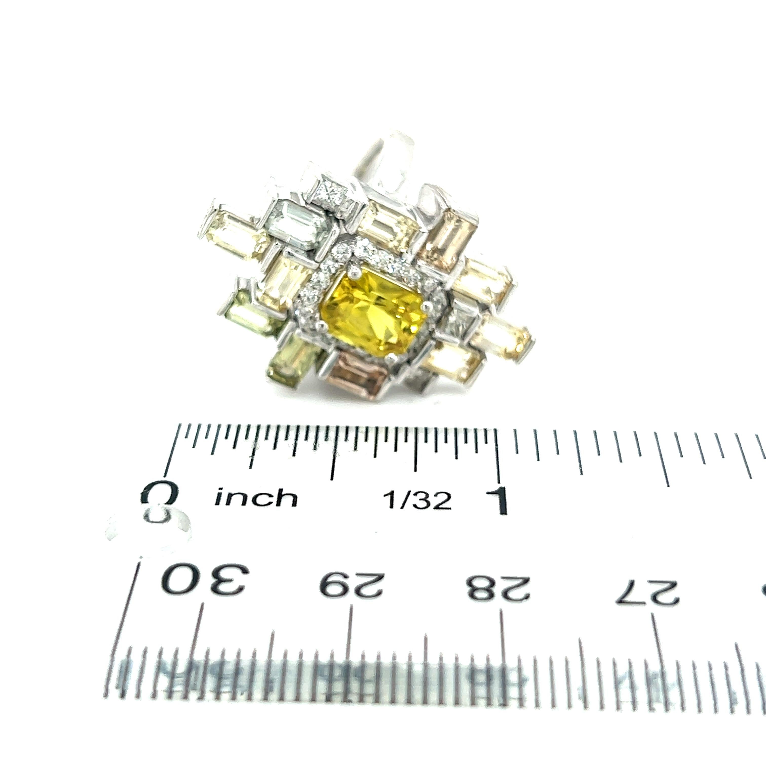 Brilliant Cut Natural Sapphire Diamond Ring 6.75 14k W Gold 13.3 TCW Certified For Sale