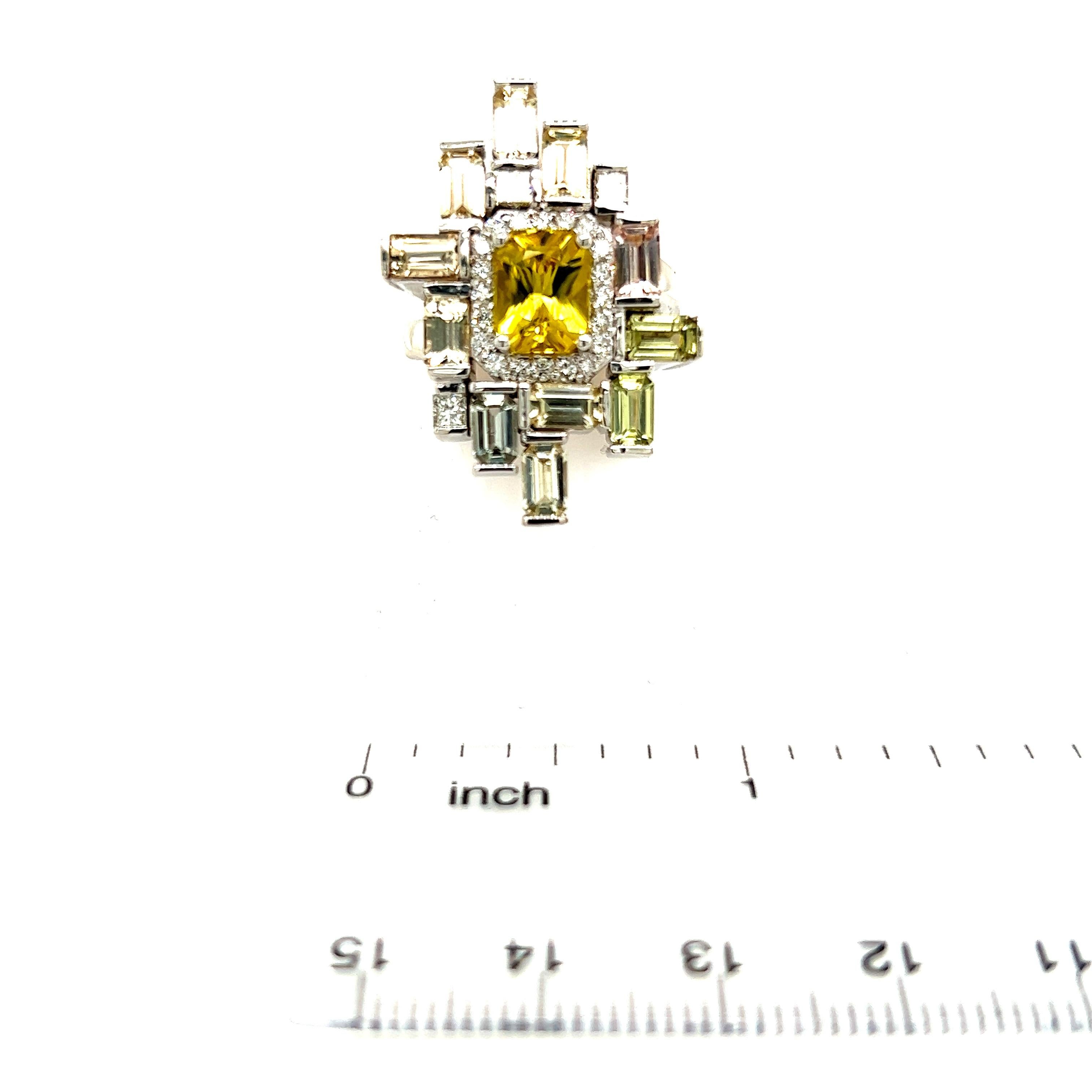 Natural Sapphire Diamond Ring 6.75 14k W Gold 13.3 TCW Certified For Sale 2