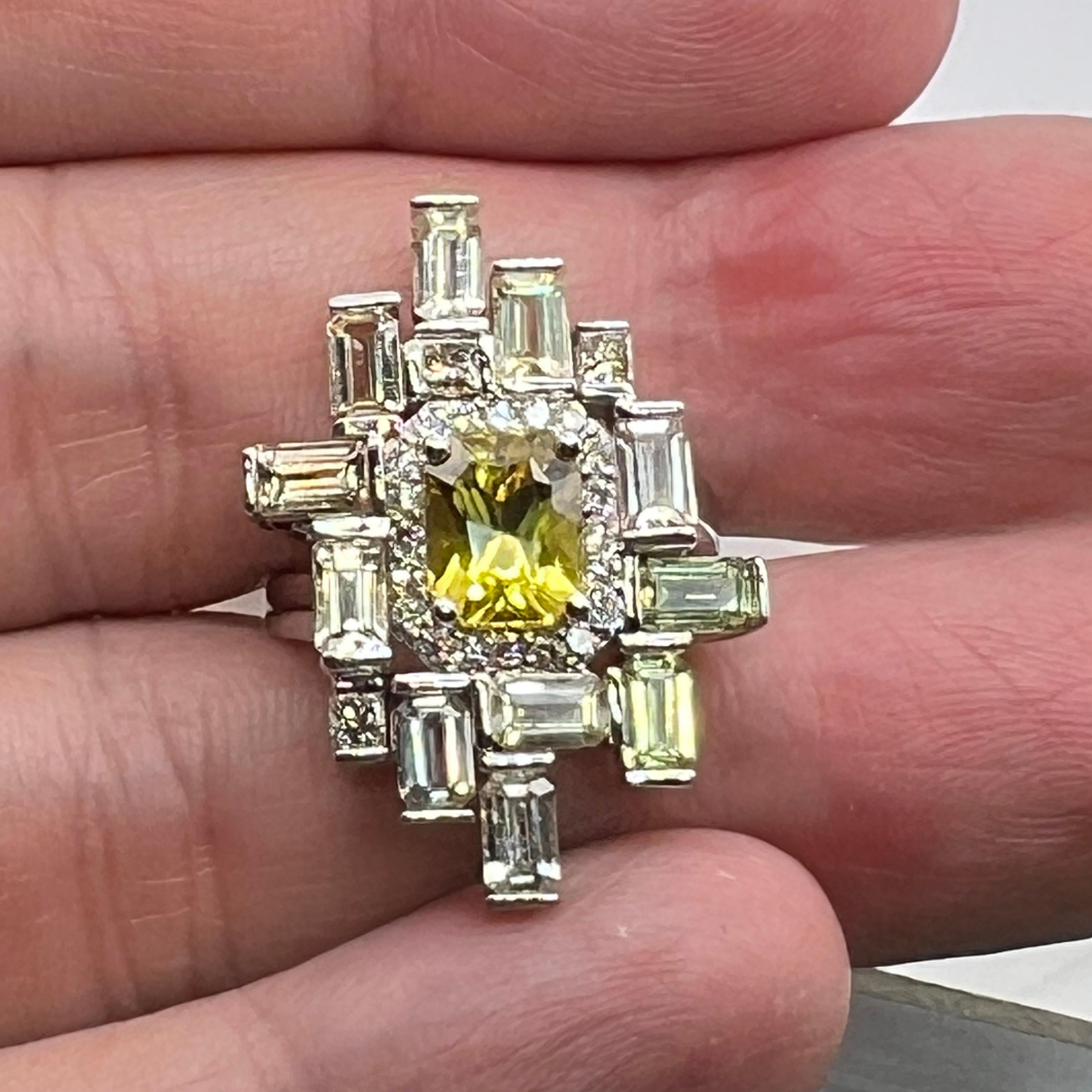 Natural Sapphire Diamond Ring 6.75 14k W Gold 13.3 TCW Certified For Sale 4