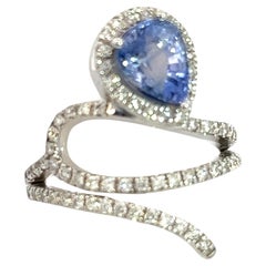 Natural Sapphire Diamond Ring 6.75 14k White Gold 2.86 TCW Certified