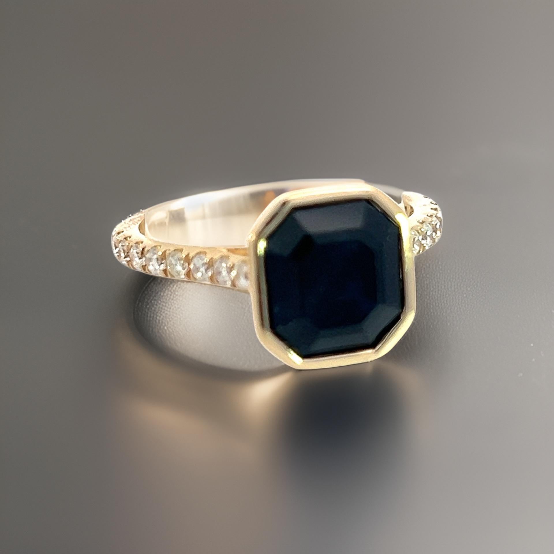 Ring mit natürlichem Saphir und Diamant 6,75 14k Gelbgold 4,65 TCW zertifiziert im Angebot 13