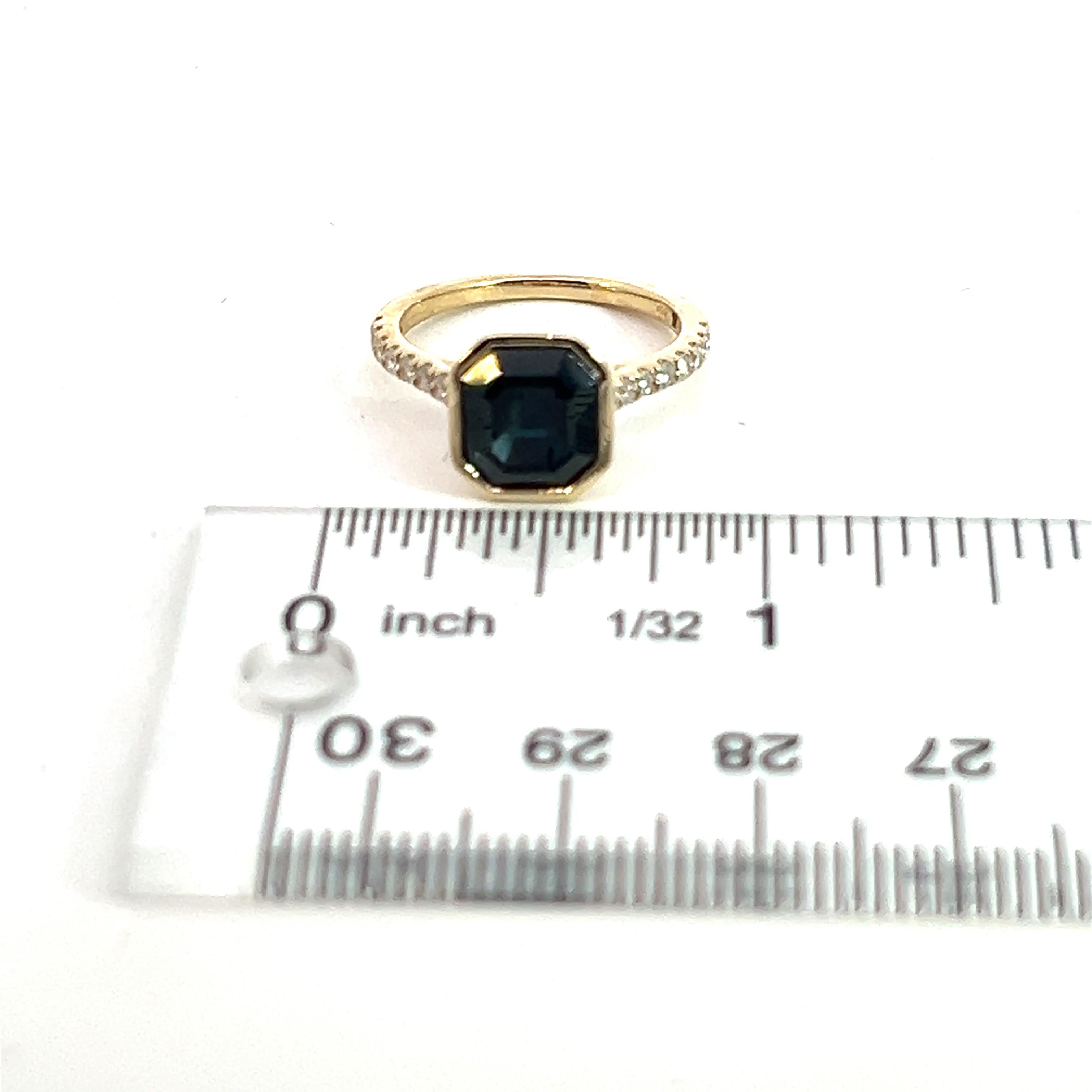 Ring mit natürlichem Saphir und Diamant 6,75 14k Gelbgold 4,65 TCW zertifiziert im Angebot 4