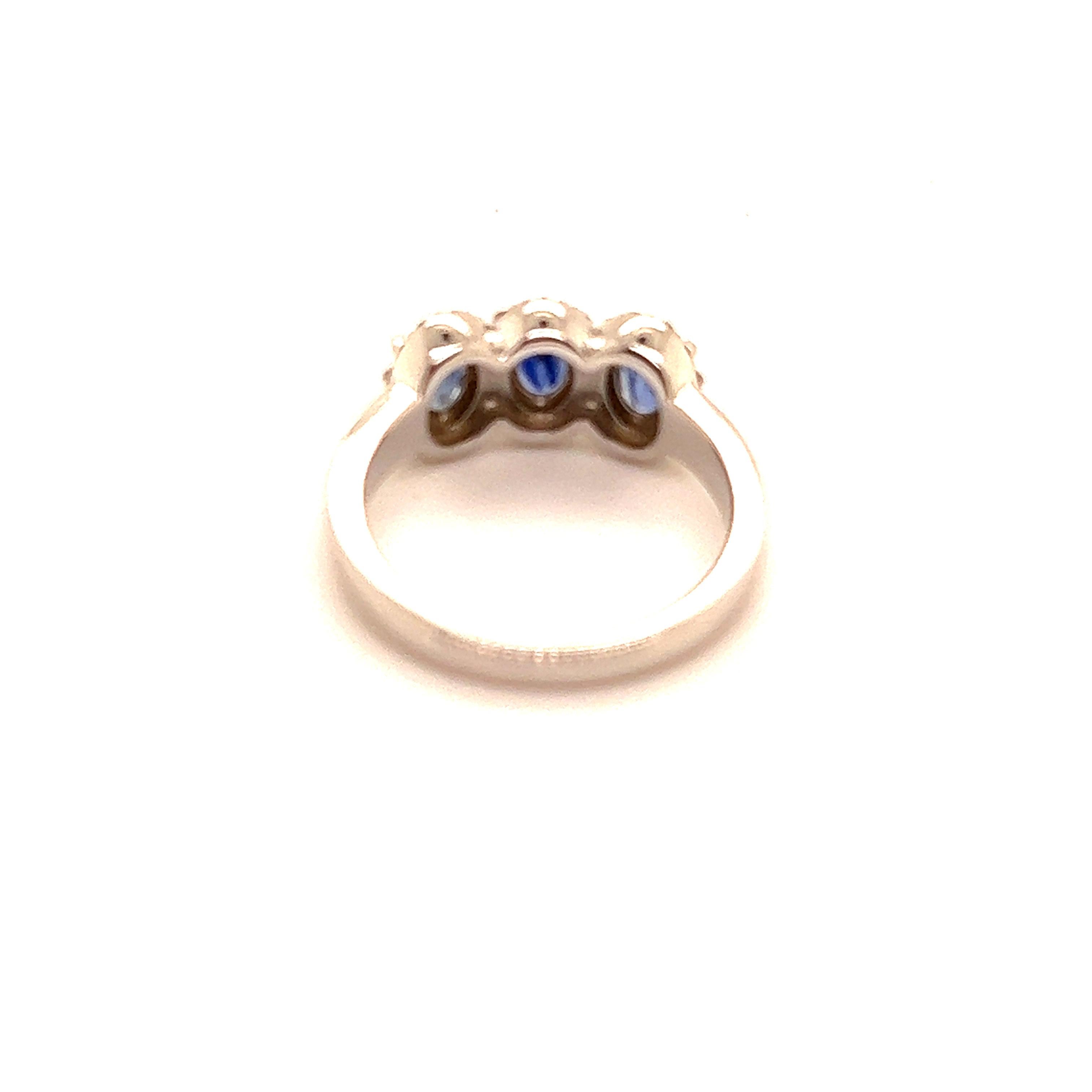 Oval Cut Natural Sapphire Diamond Ring 7 14k W Gold 1.67 TCW Certified For Sale
