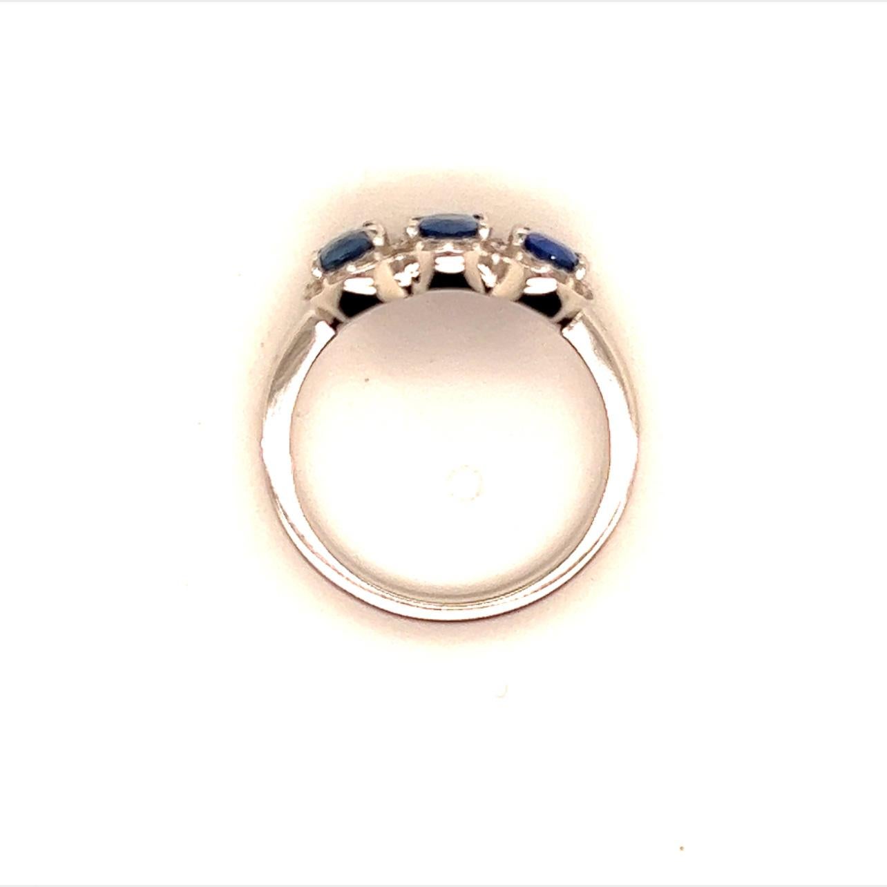 Natural Sapphire Diamond Ring 7 14k W Gold 1.67 TCW Certified For Sale 1