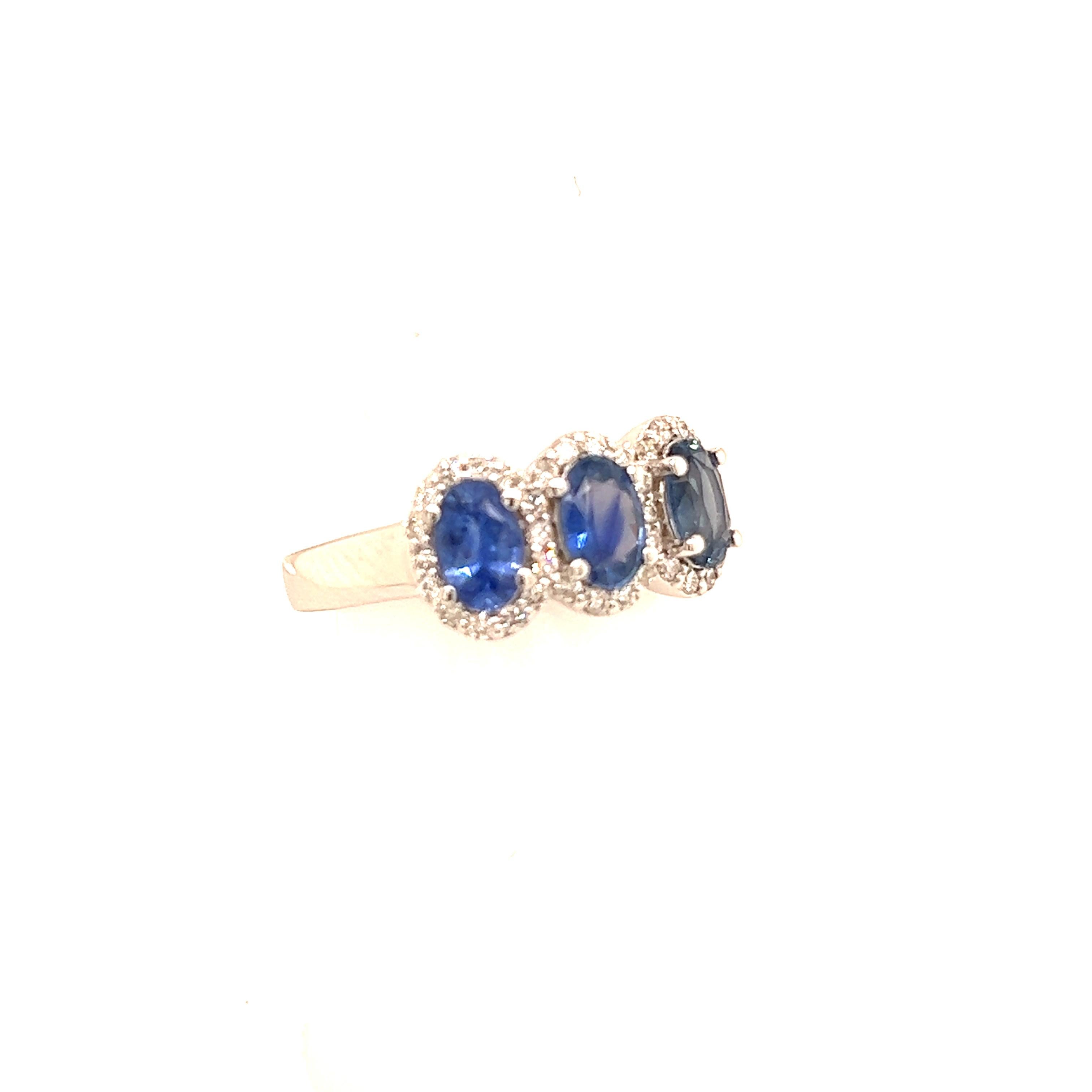 Natural Sapphire Diamond Ring 7 14k W Gold 1.67 TCW Certified For Sale 4