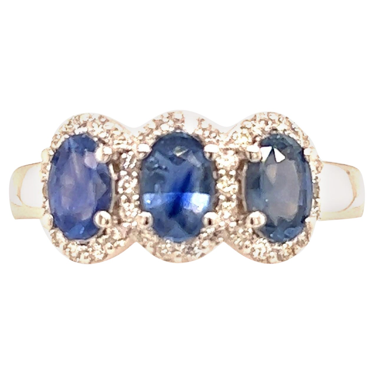 Natürlicher Saphir Diamantring 7 14k W Gold 1,67 TCW zertifiziert im Angebot