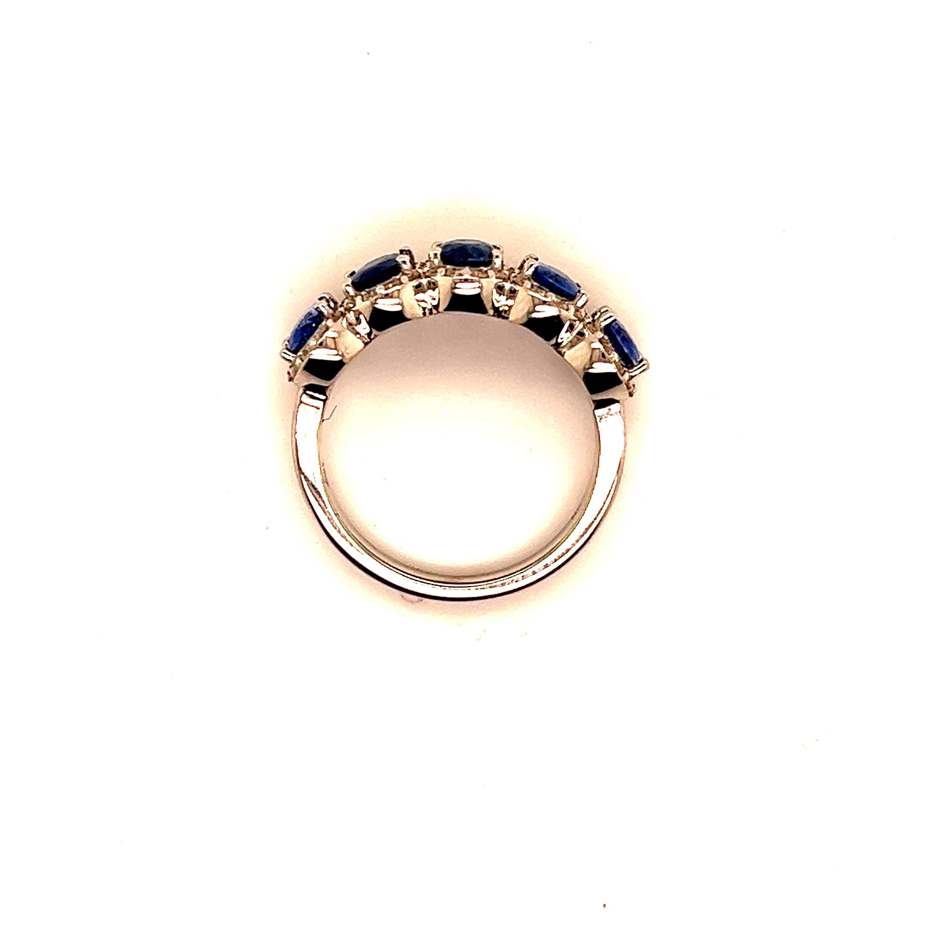 Natürlicher Saphir-Diamant-Ring 7 14k W Gold 3,07 TCW zertifiziert (Ovalschliff) im Angebot